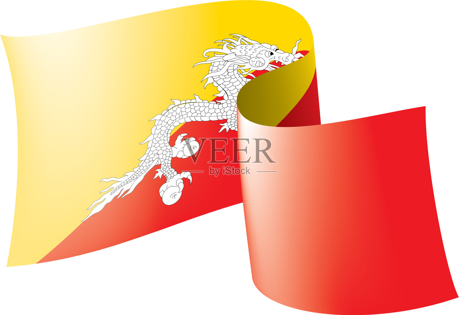 白色的不丹国旗设计元素图片