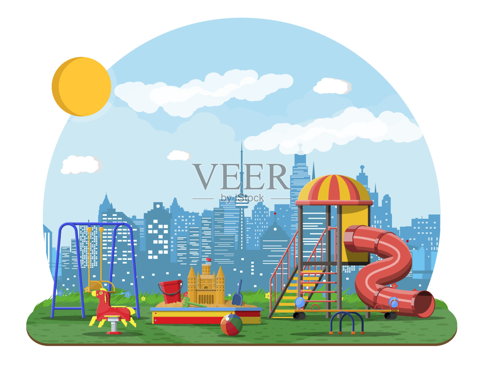 儿童游乐场幼儿园全景设计元素图片