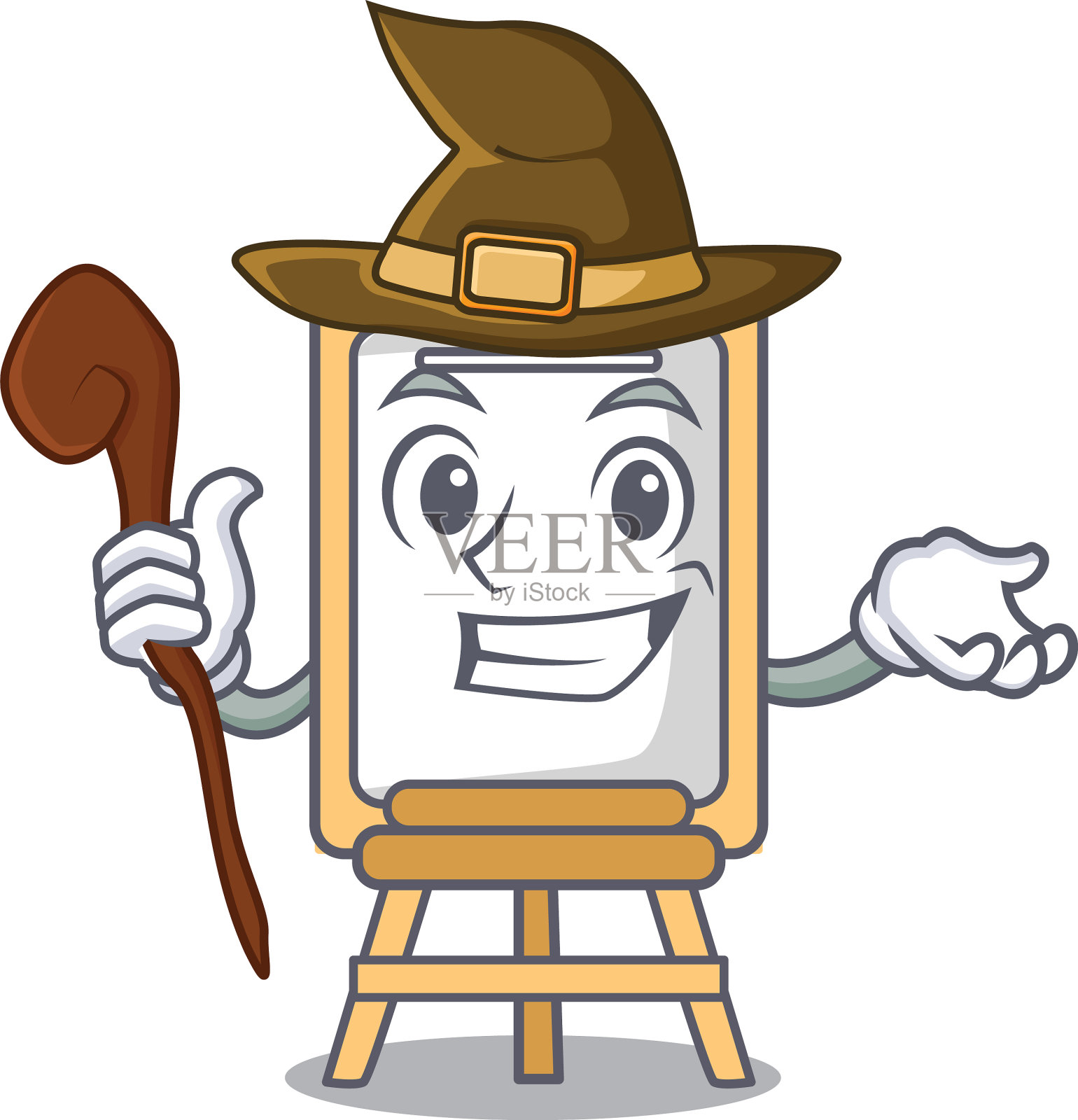 女巫画架吉祥物卡通风格插画图片素材