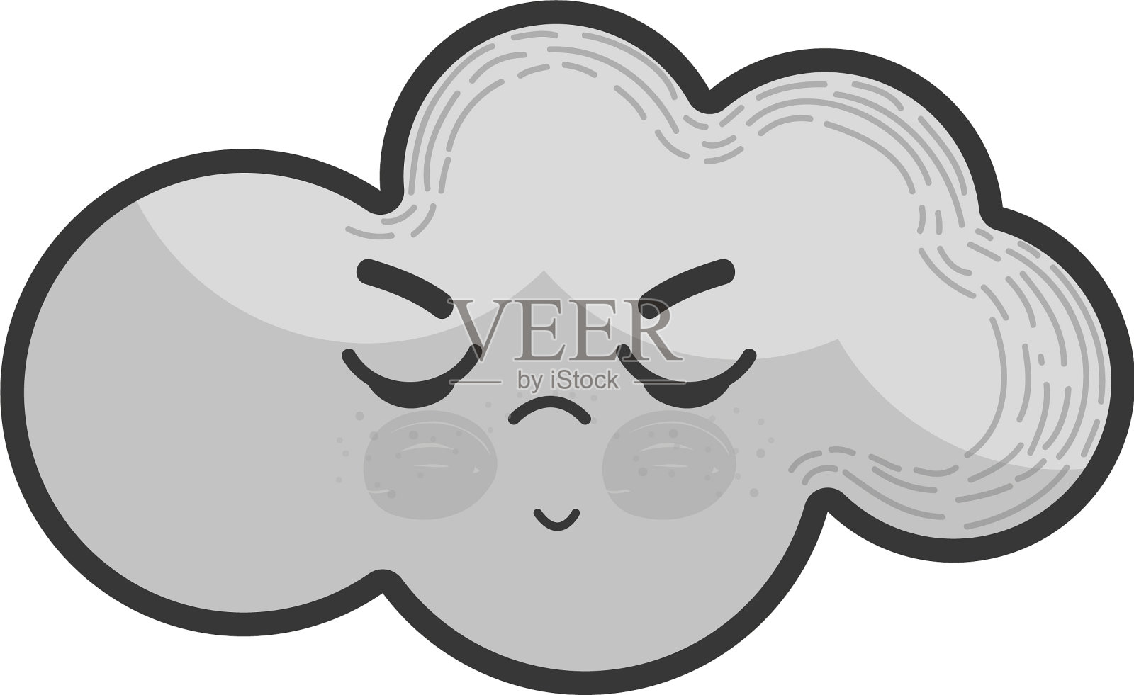 灰色卡哇伊愤怒的云图标设计元素图片
