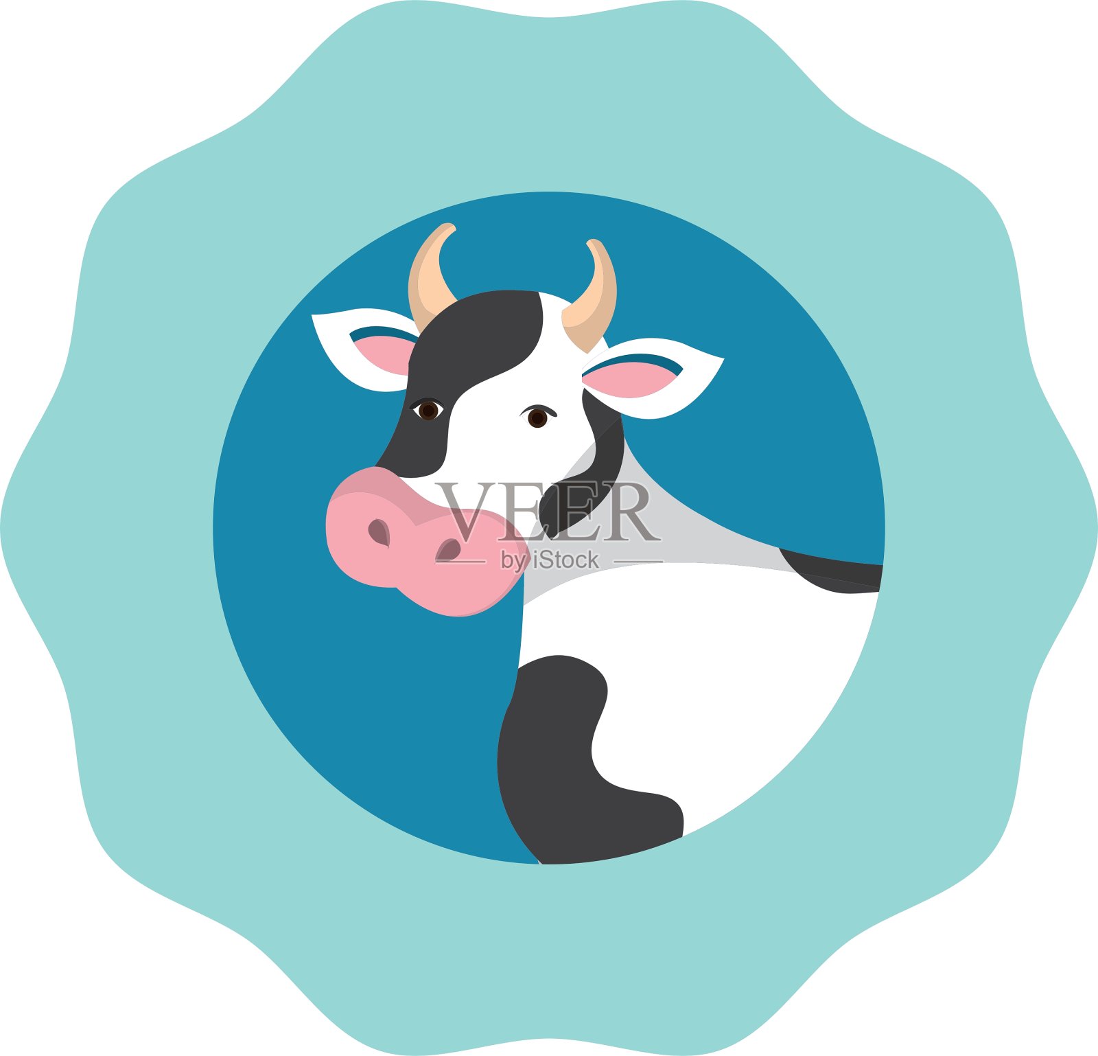 奶牛动物农场图标插画图片素材