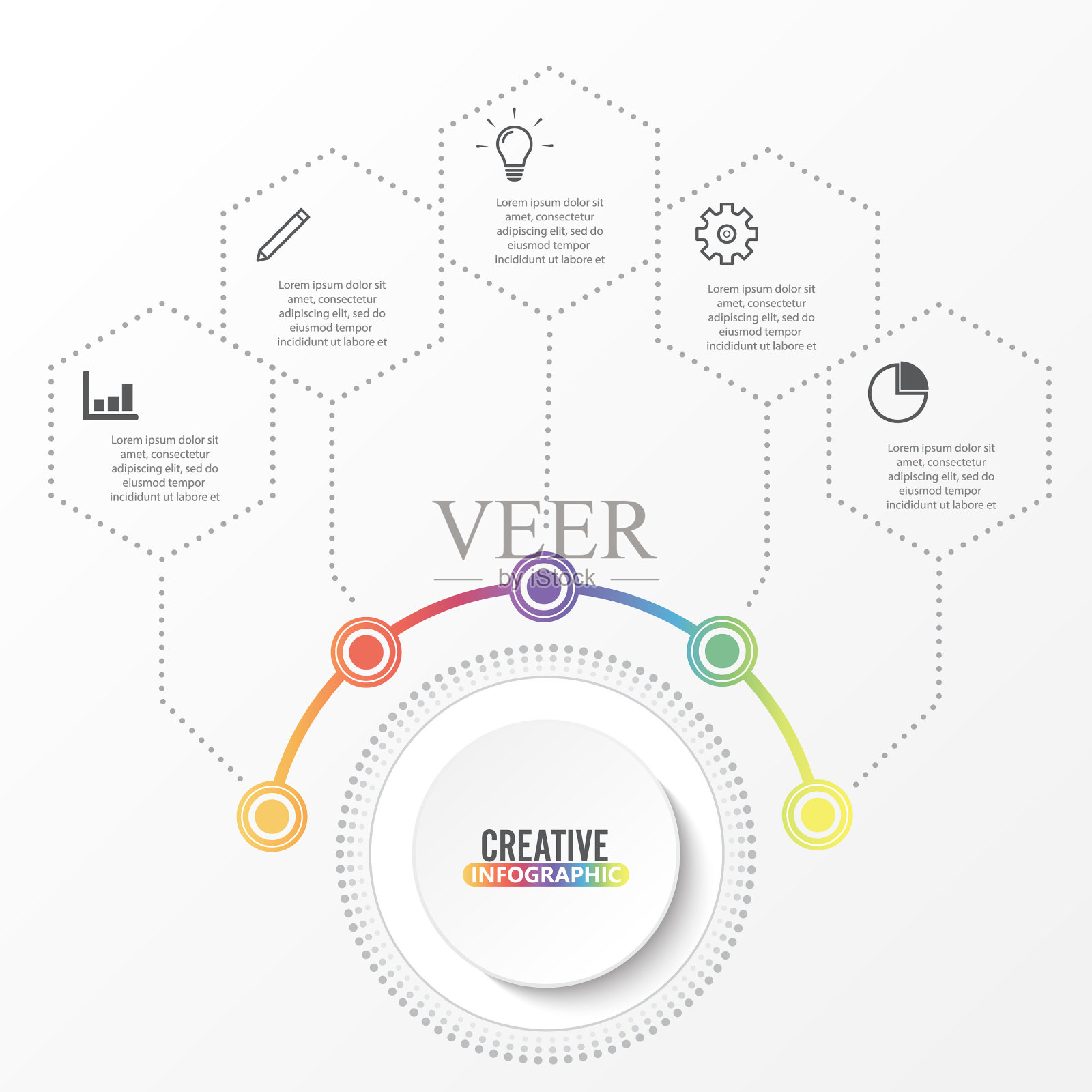 信息图形模板与3d纸标签插画图片素材