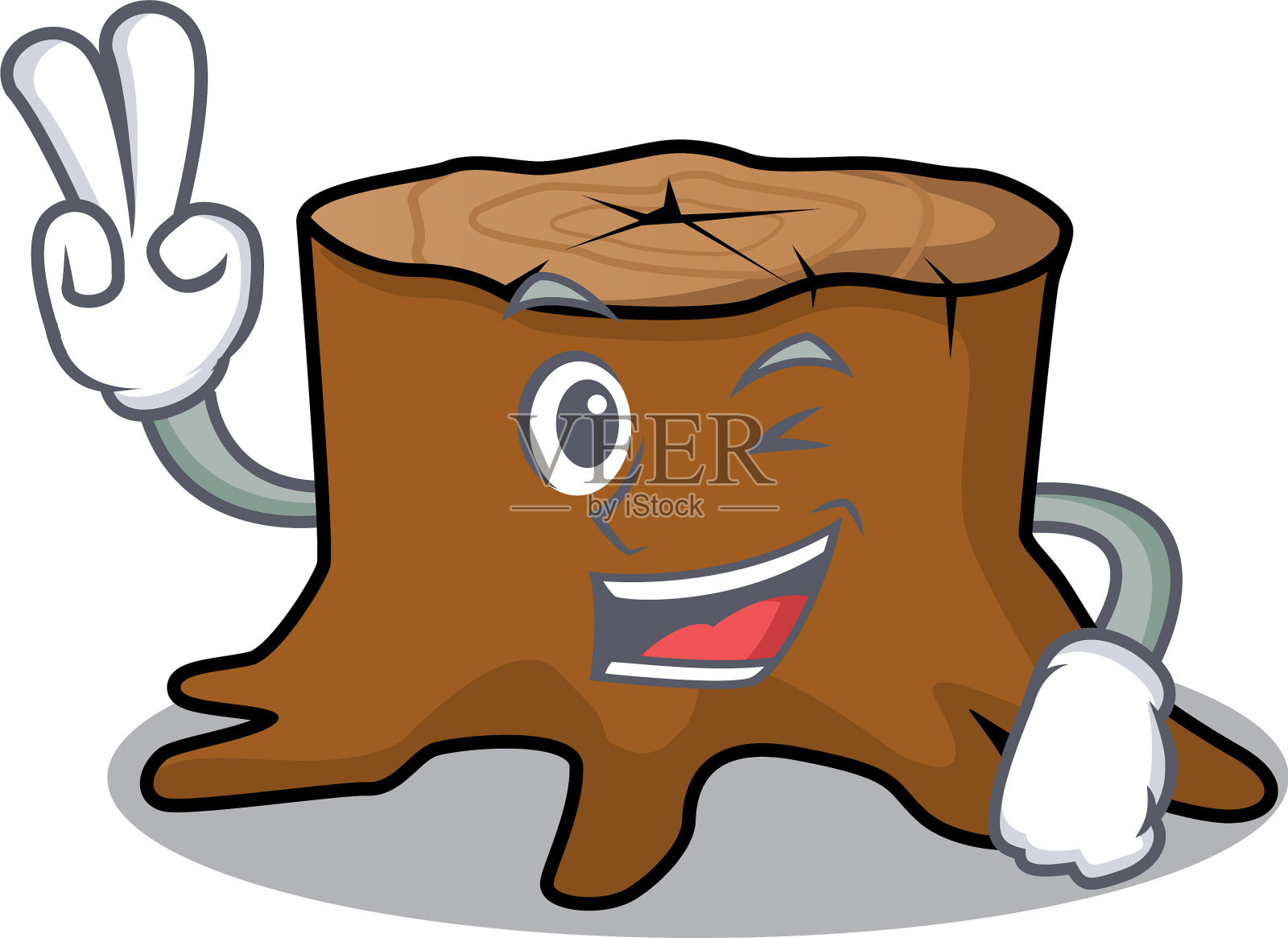 两指树桩人物卡通设计元素图片