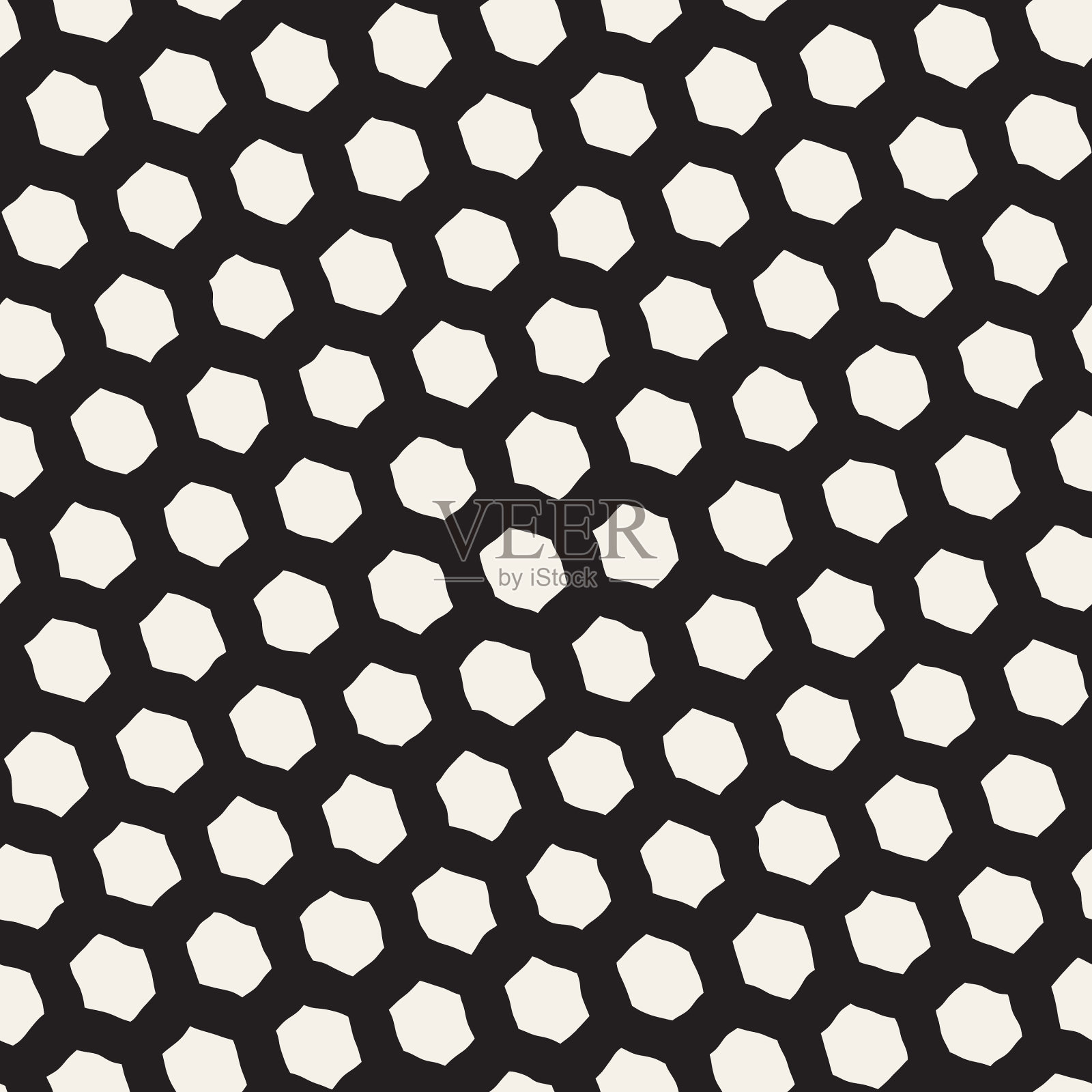 无缝黑白图案与六角形插画图片素材
