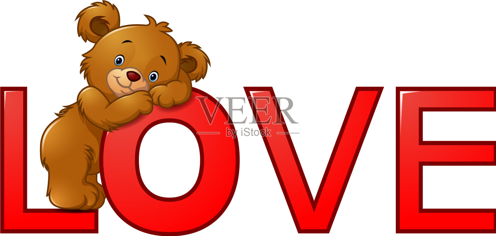 红色的“爱”字很有趣插画图片素材