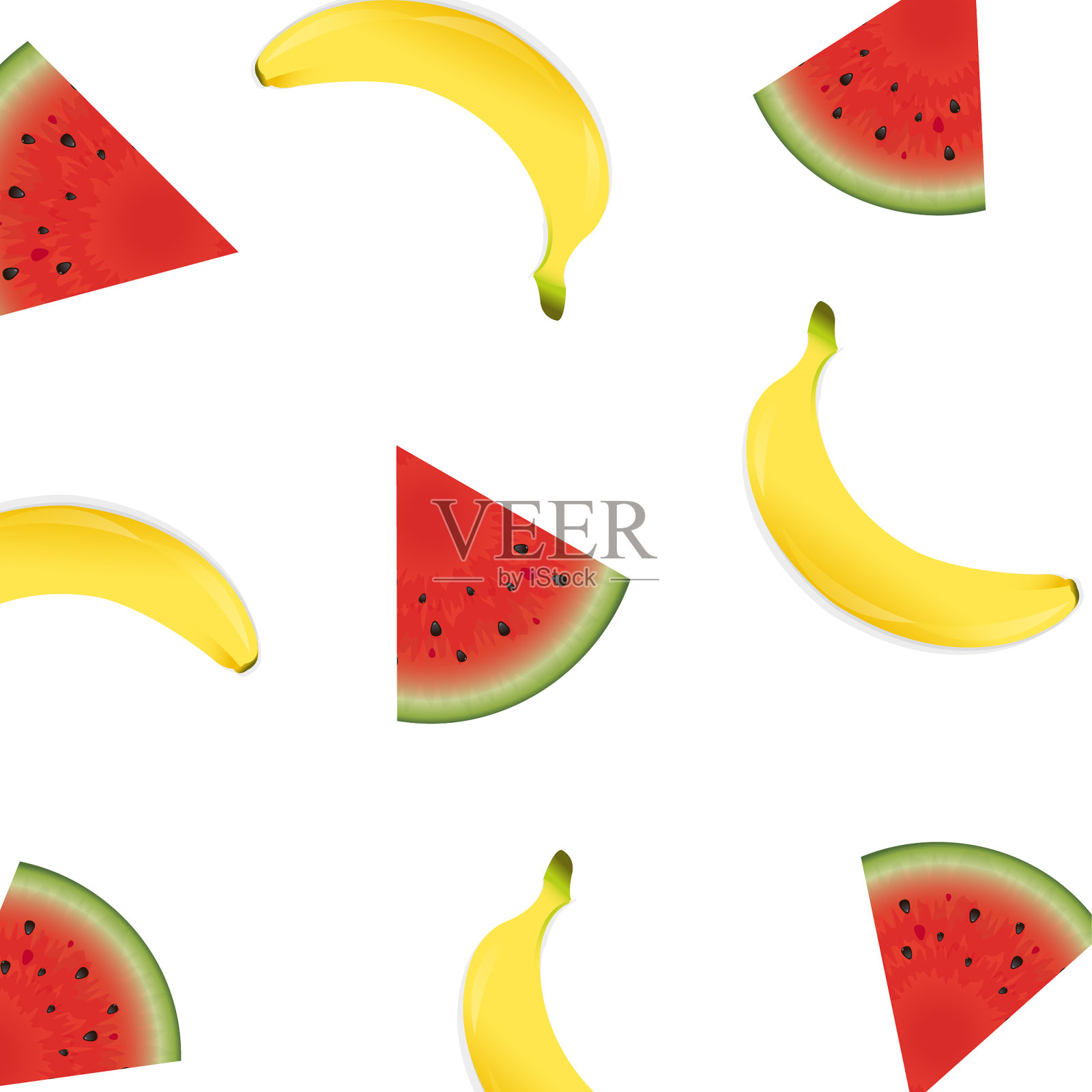 有香蕉和西瓜的海报插画图片素材
