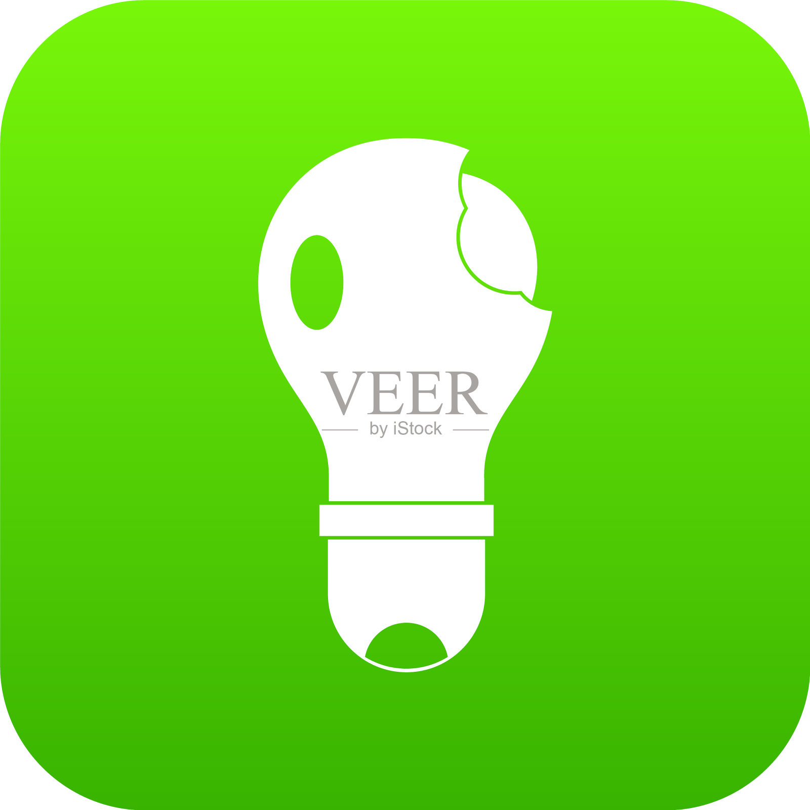 破碎的灯泡图标数字绿色图标素材