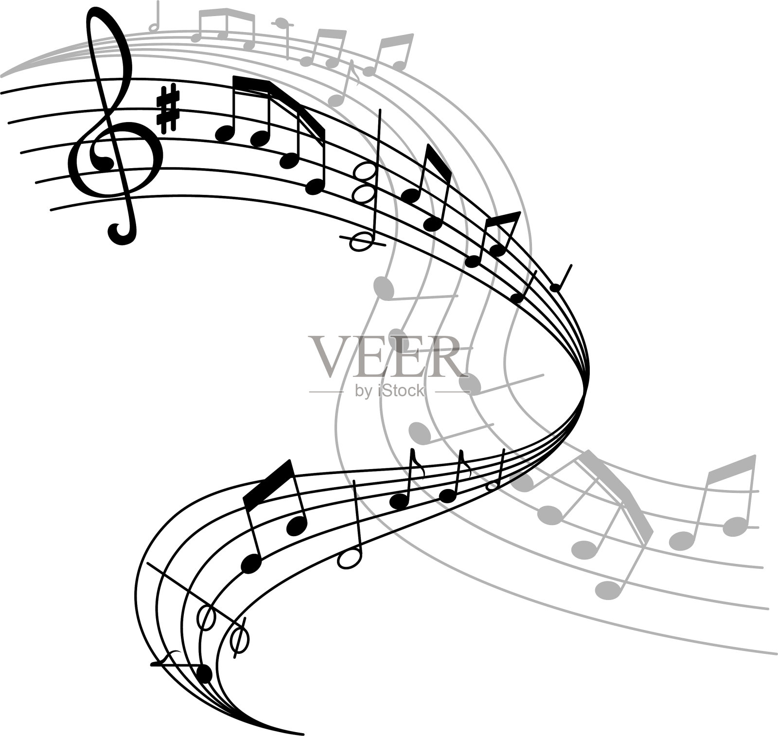 音乐海报或笔记职员图标设计元素图片