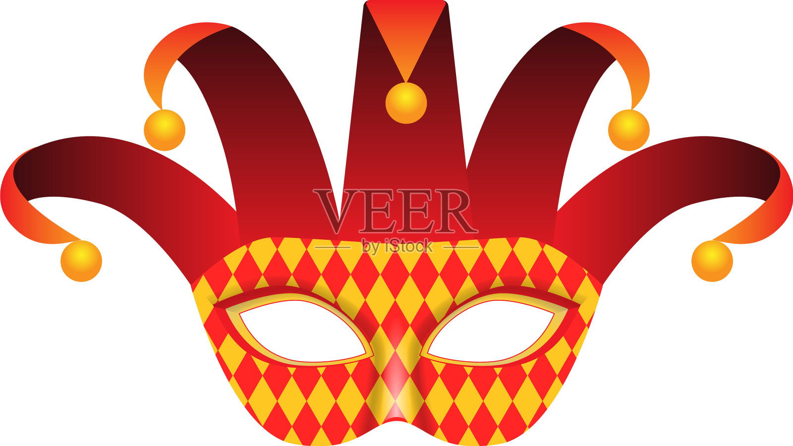 小丑面具图标逼真的风格设计元素图片