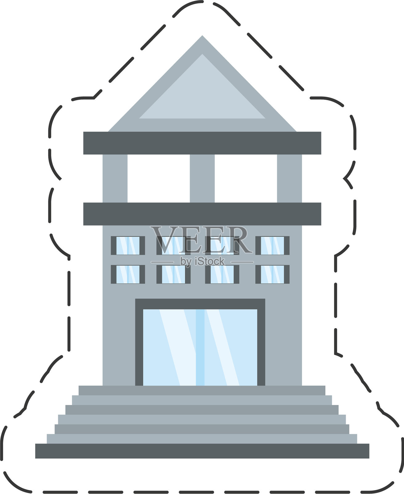 卡通建筑银行商业插画图片素材