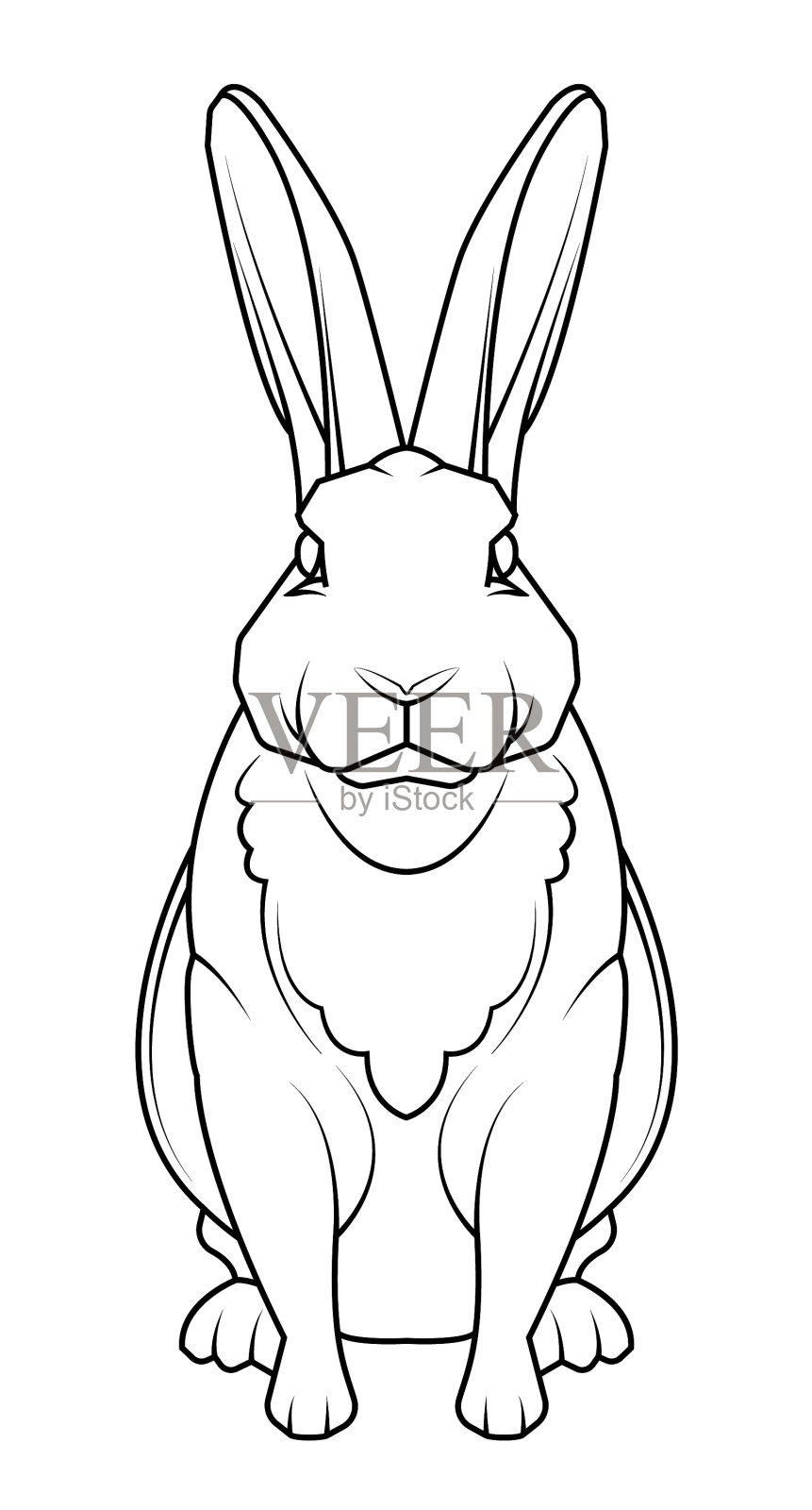 兔子手绘风格上的白色背景设计元素图片