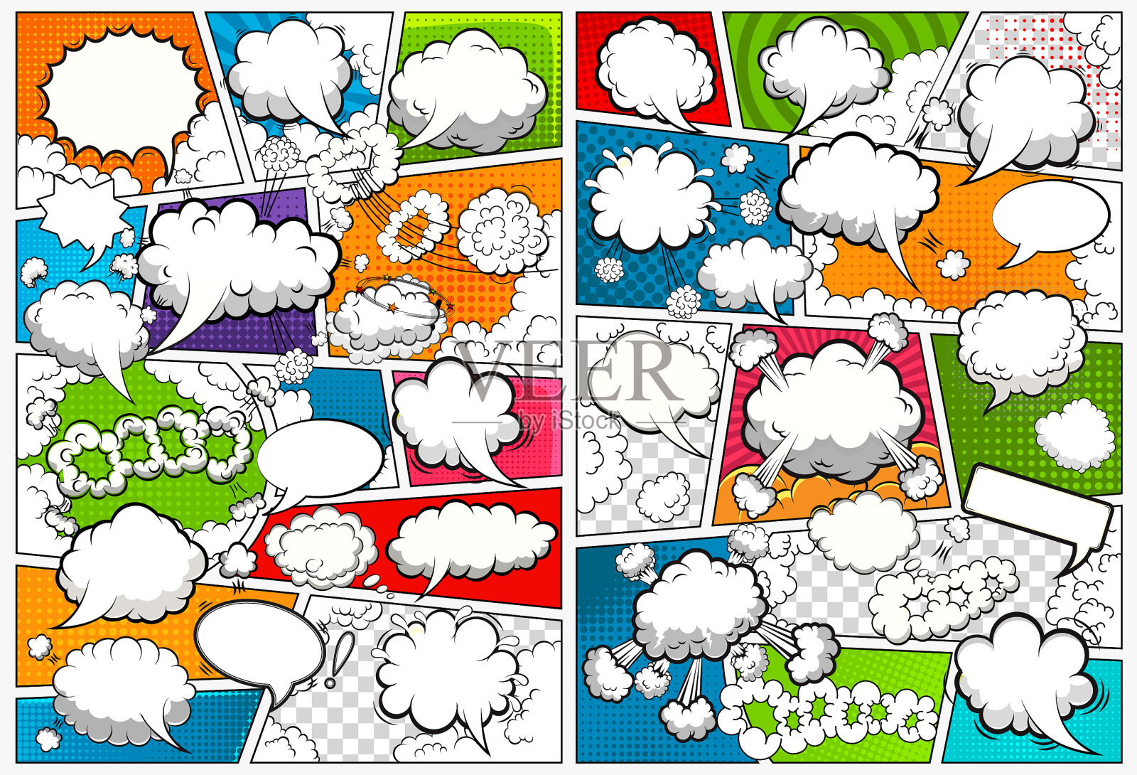 漫画书页面模板按行划分插画图片素材