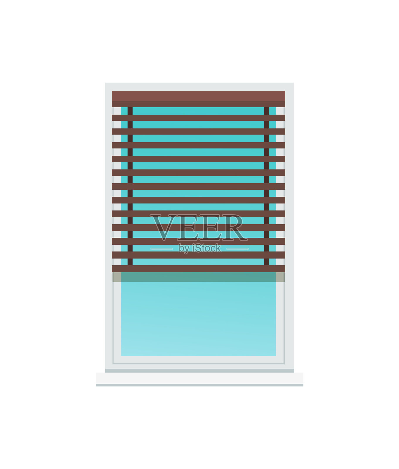 覆盖着深色木制百叶窗的塑料窗设计元素图片