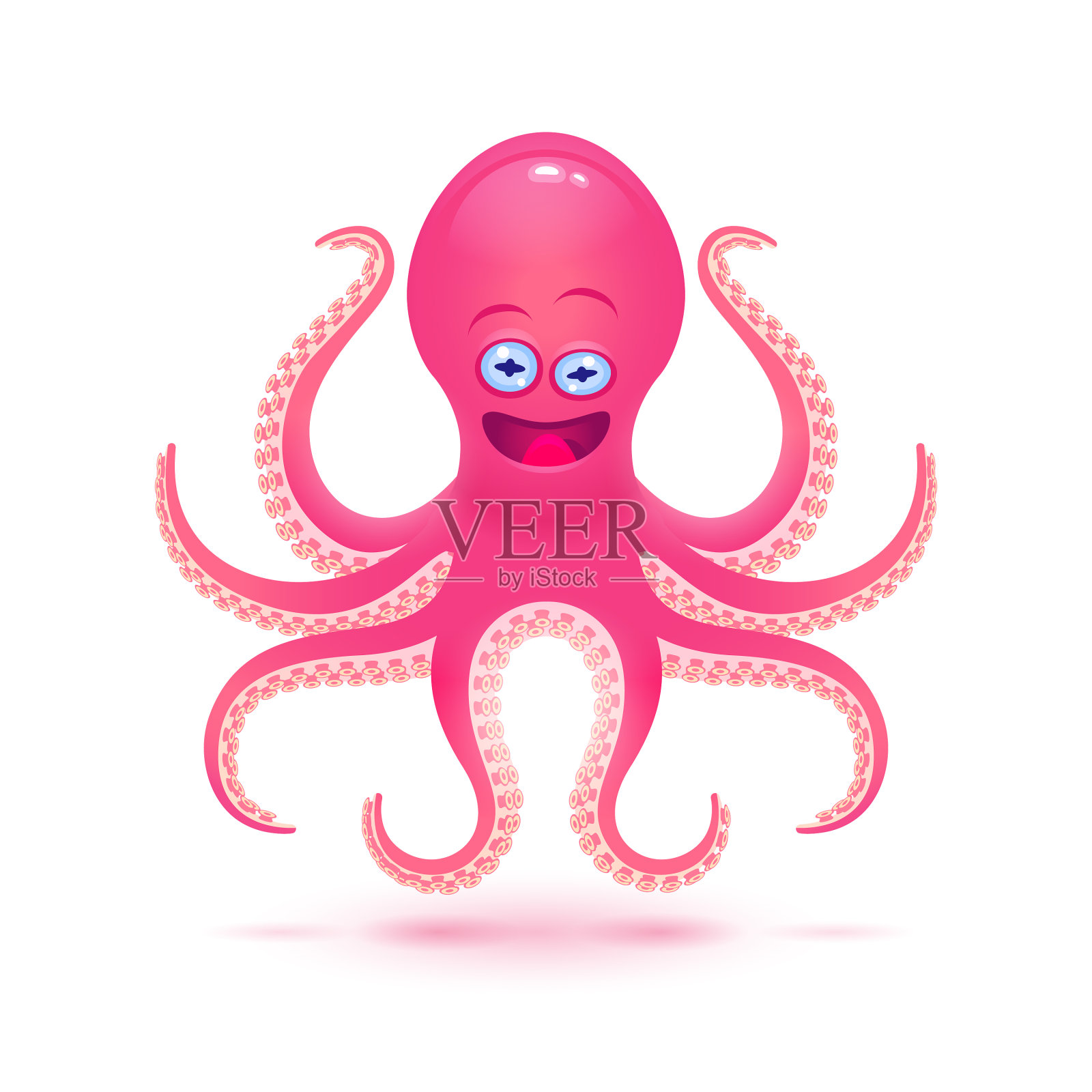 卡通章鱼孤立设计元素图片