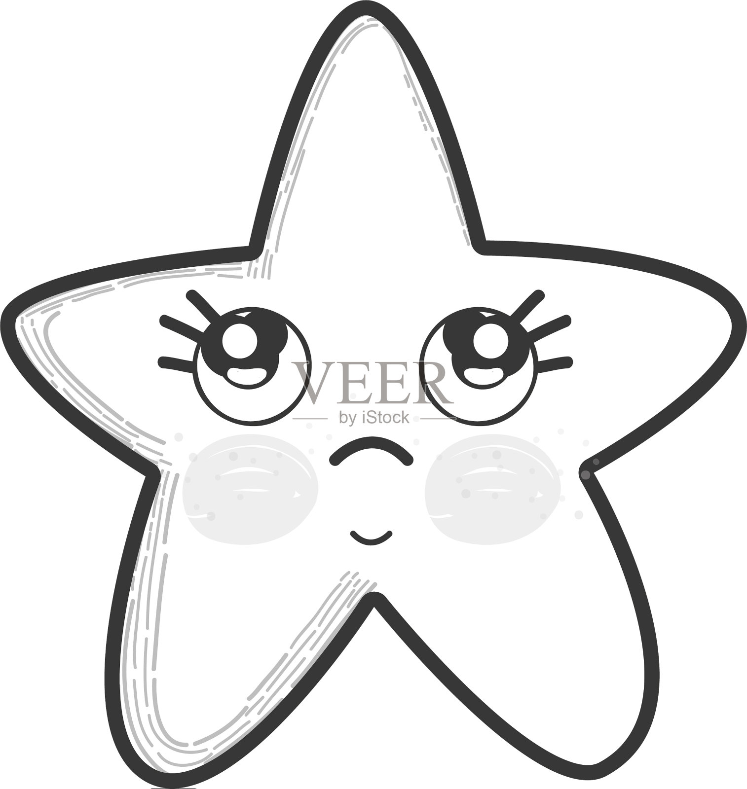 白色可爱的思维明星和可爱的眼睛设计元素图片