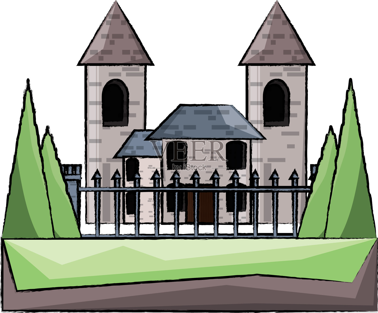 现代城堡图标形象设计元素图片