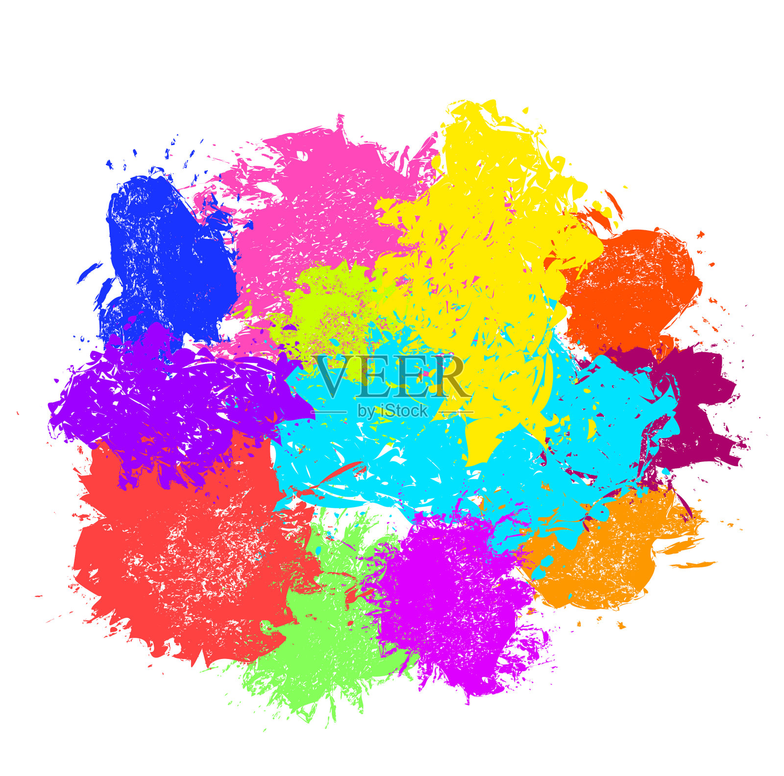 油漆喷溅一组画笔笔触设计元素图片