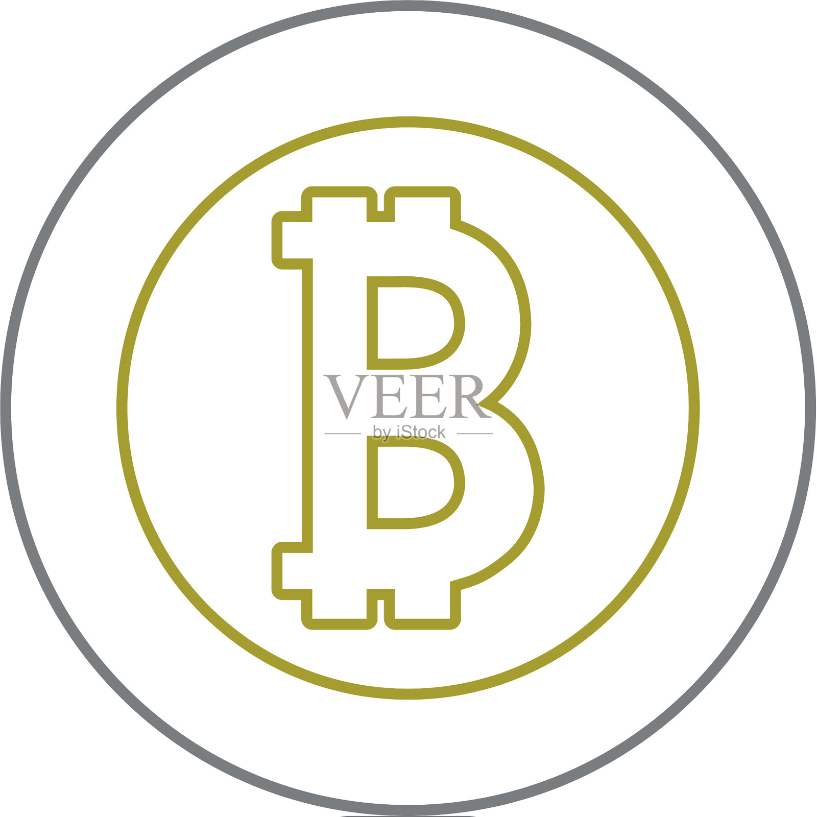 黄线比特币与电子货币图标素材