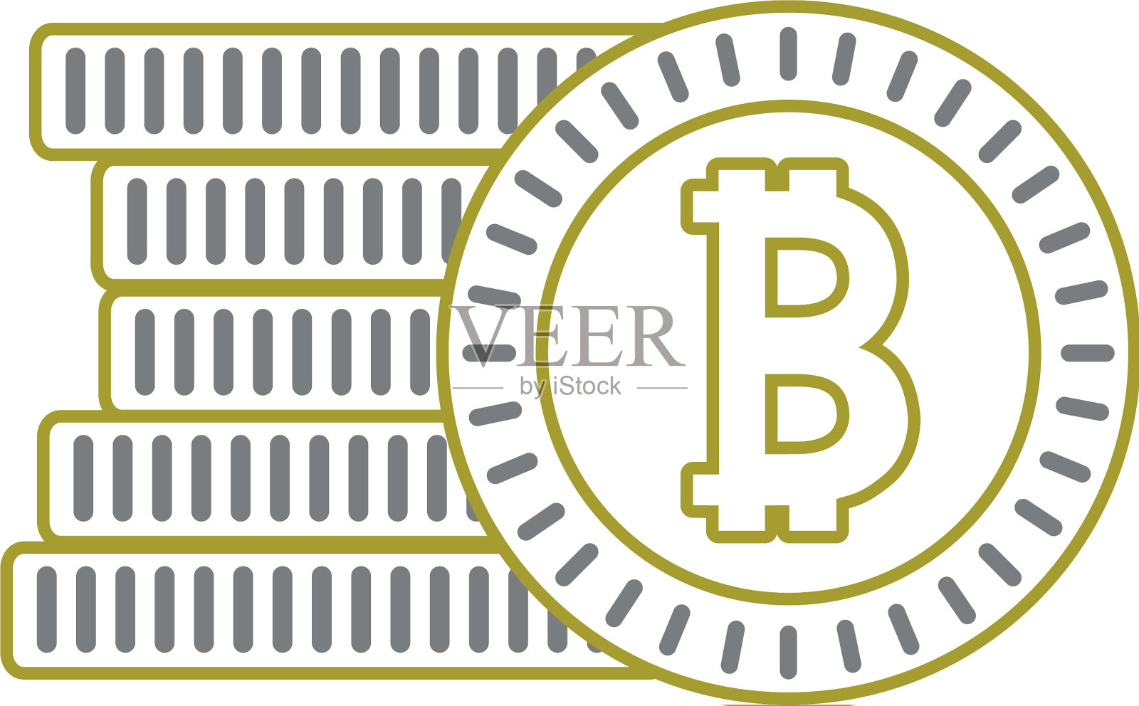 黄线金融比特币电子和数字设计元素图片