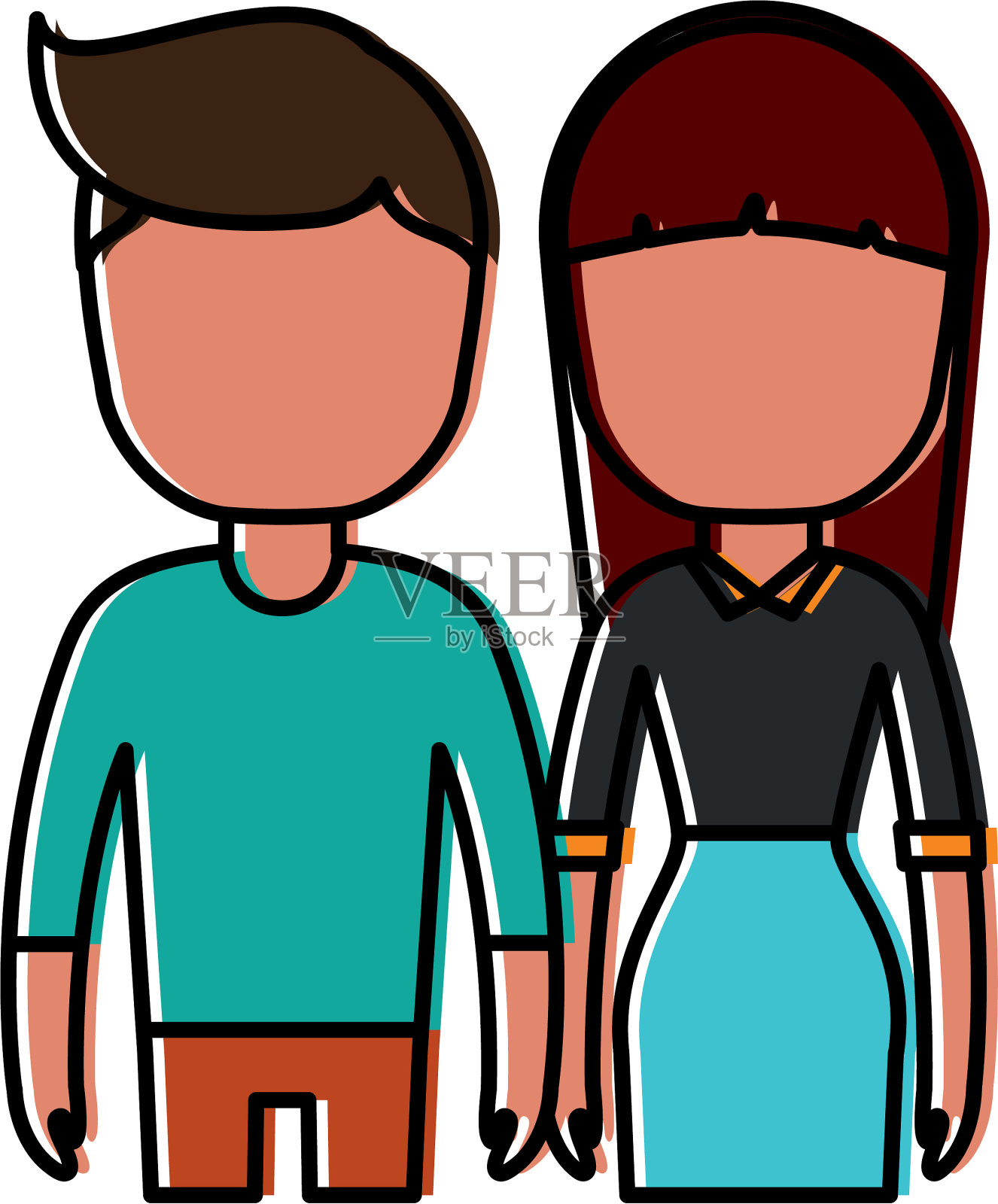 一对男女偶像插画图片素材