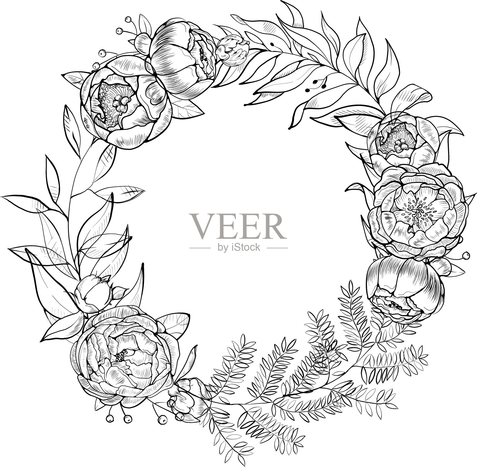 花圈和树叶设计元素图片