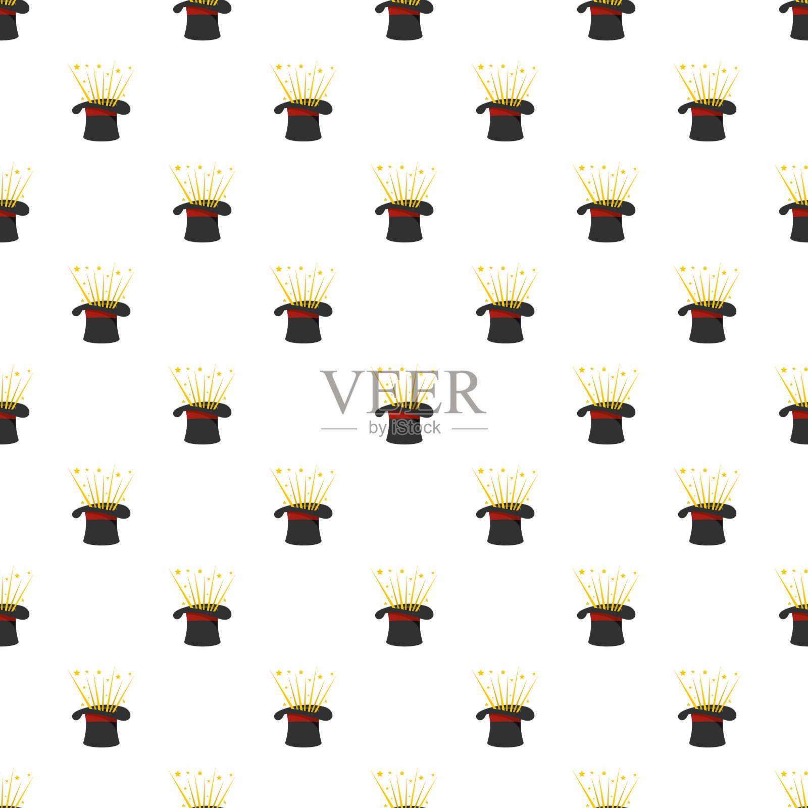 帽子和烟花图案无缝衔接插画图片素材