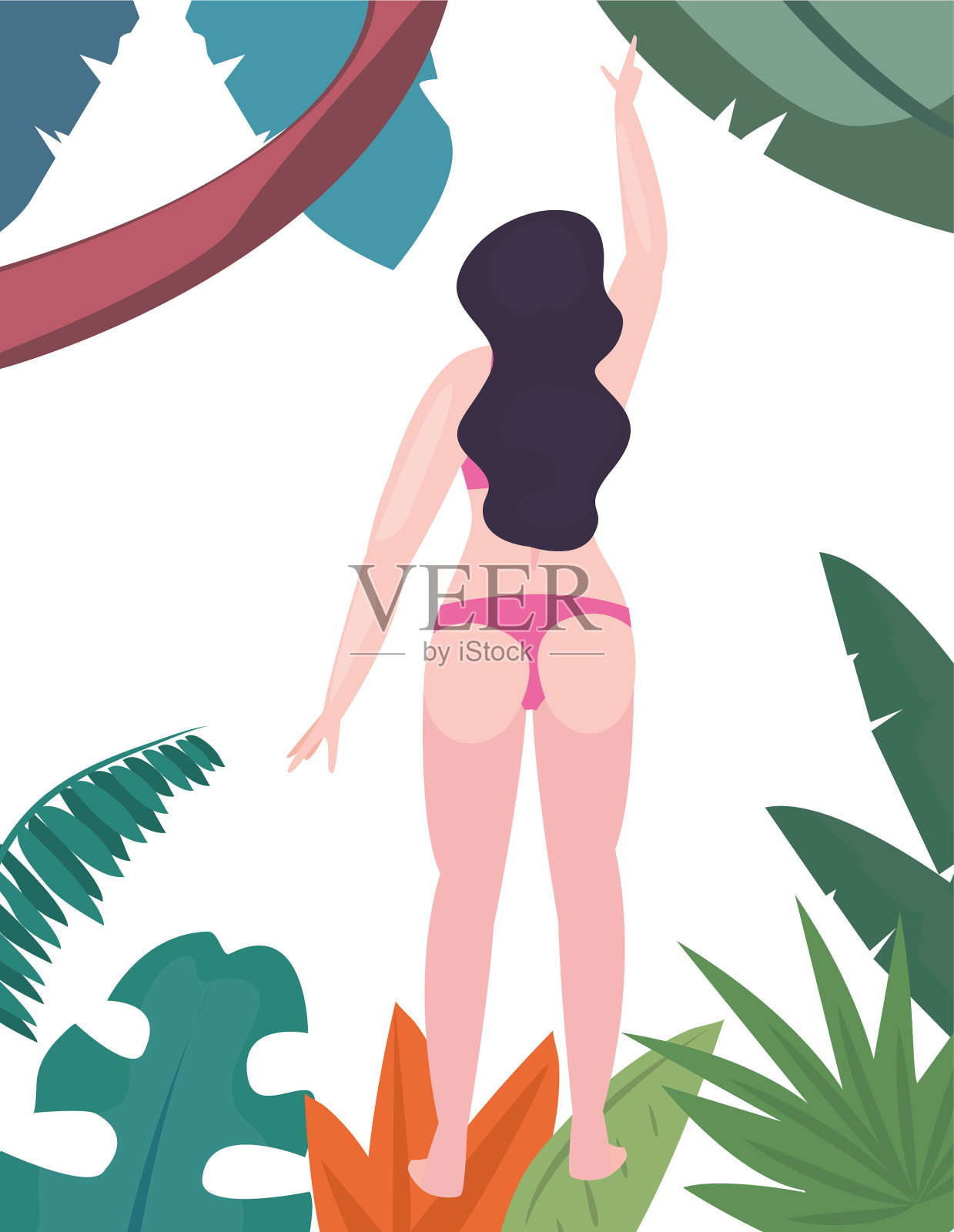 女性夏季假期设计插画图片素材