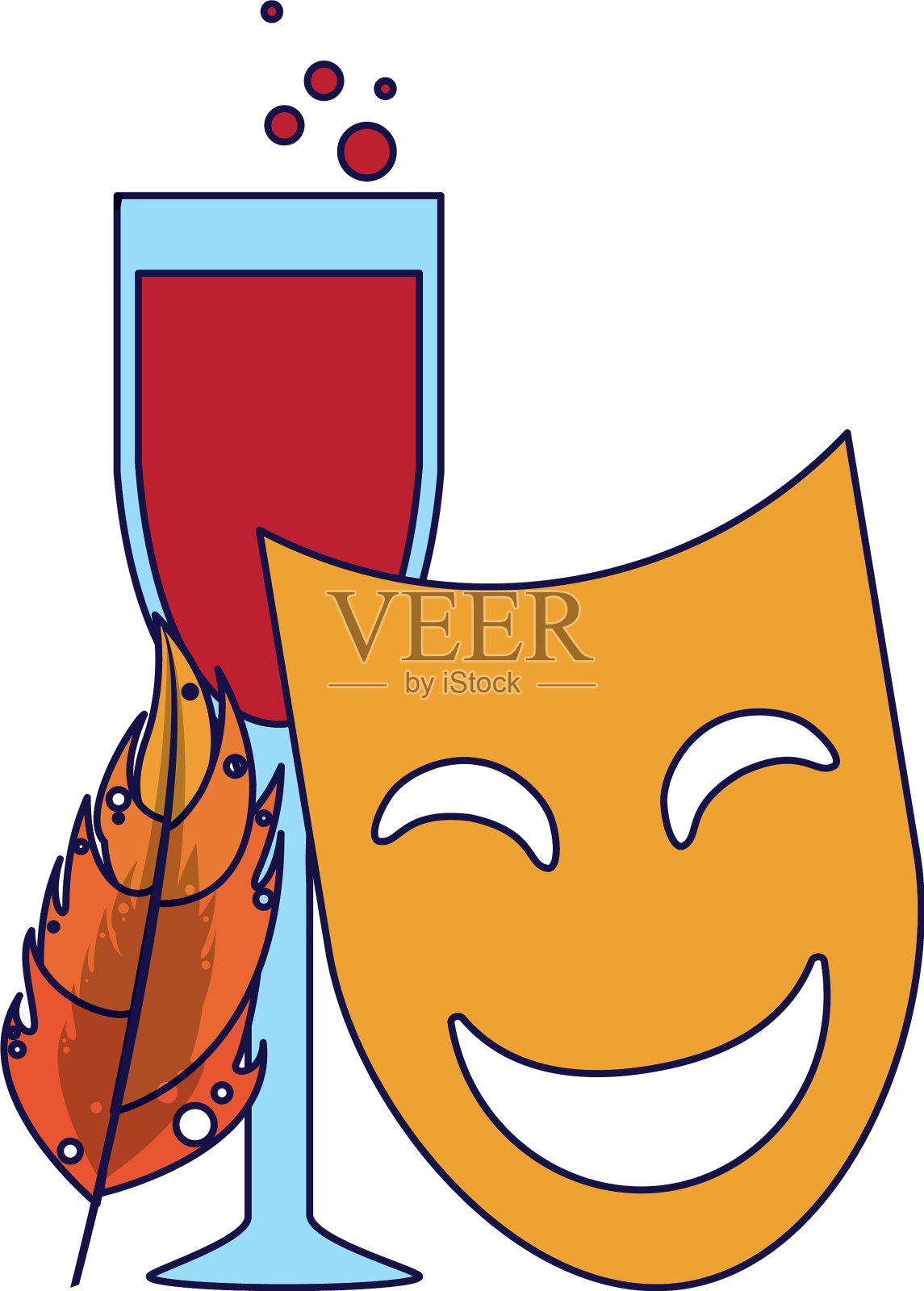 派对面具节日庆典卡通插画图片素材