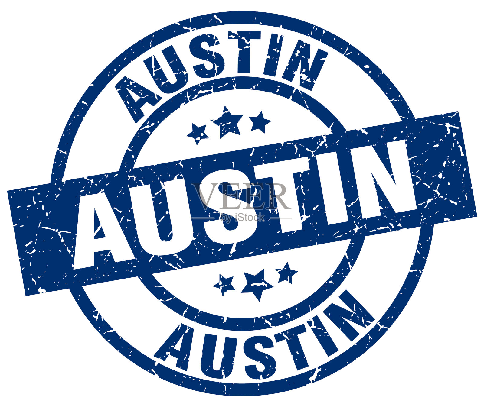 奥斯汀蓝色圆形垃圾邮票插画图片素材