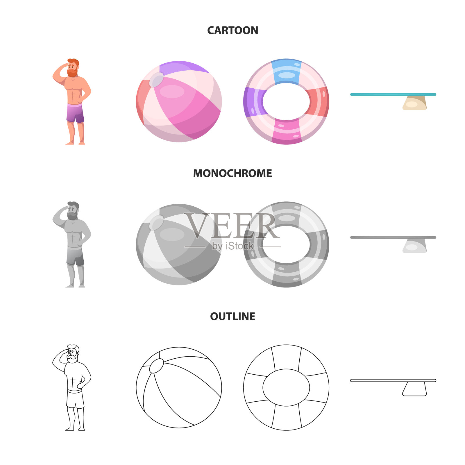 游泳池和游泳标志的设计图标素材