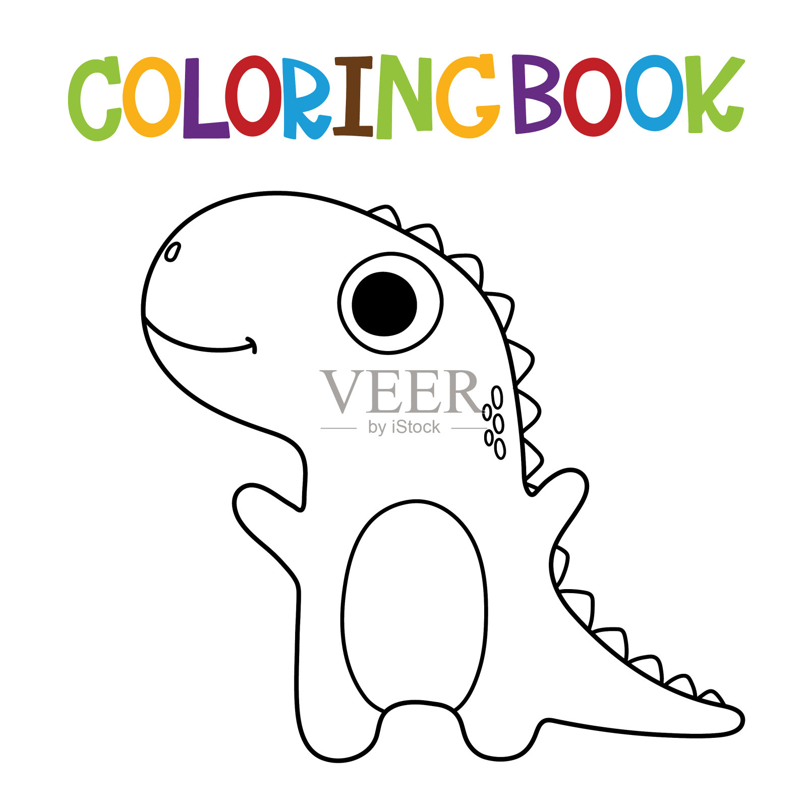 可爱的恐龙涂色书插画图片素材