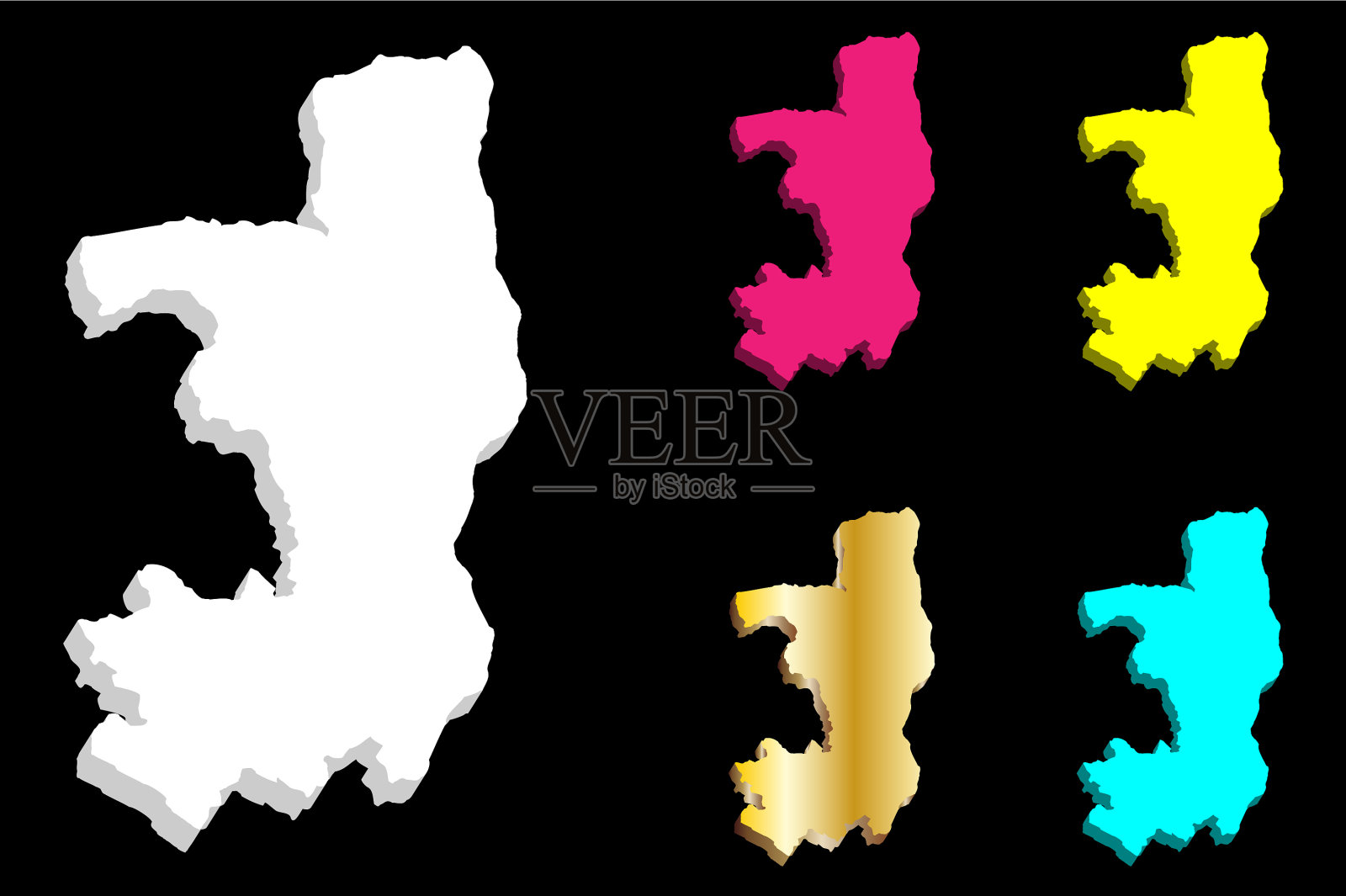 刚果共和国3d地图插画图片素材