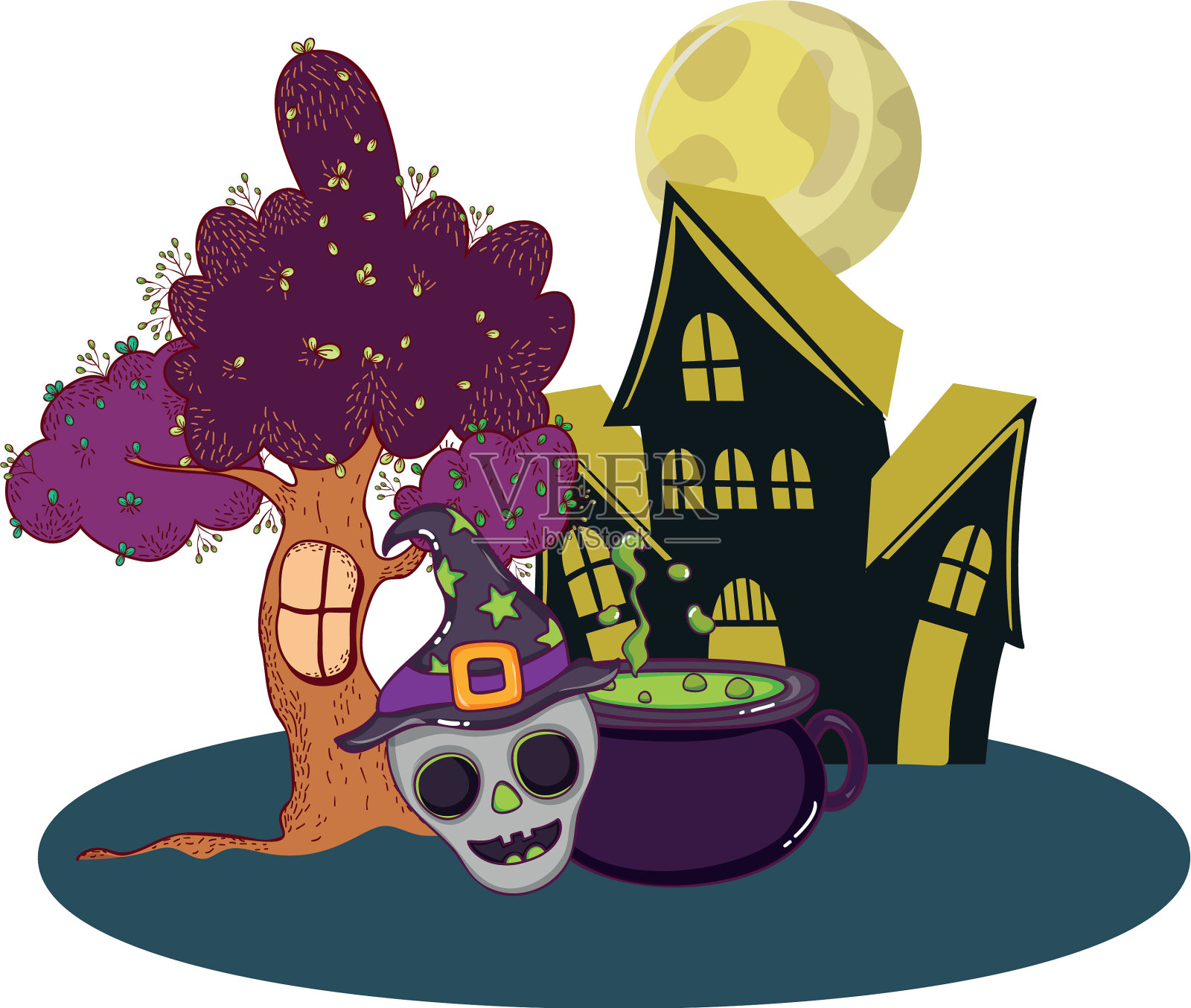 万圣节可爱的卡通设计元素图片