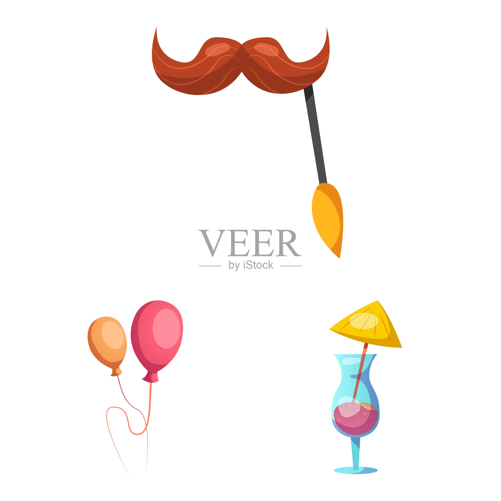 孤立对象的聚会和生日象征插画图片素材