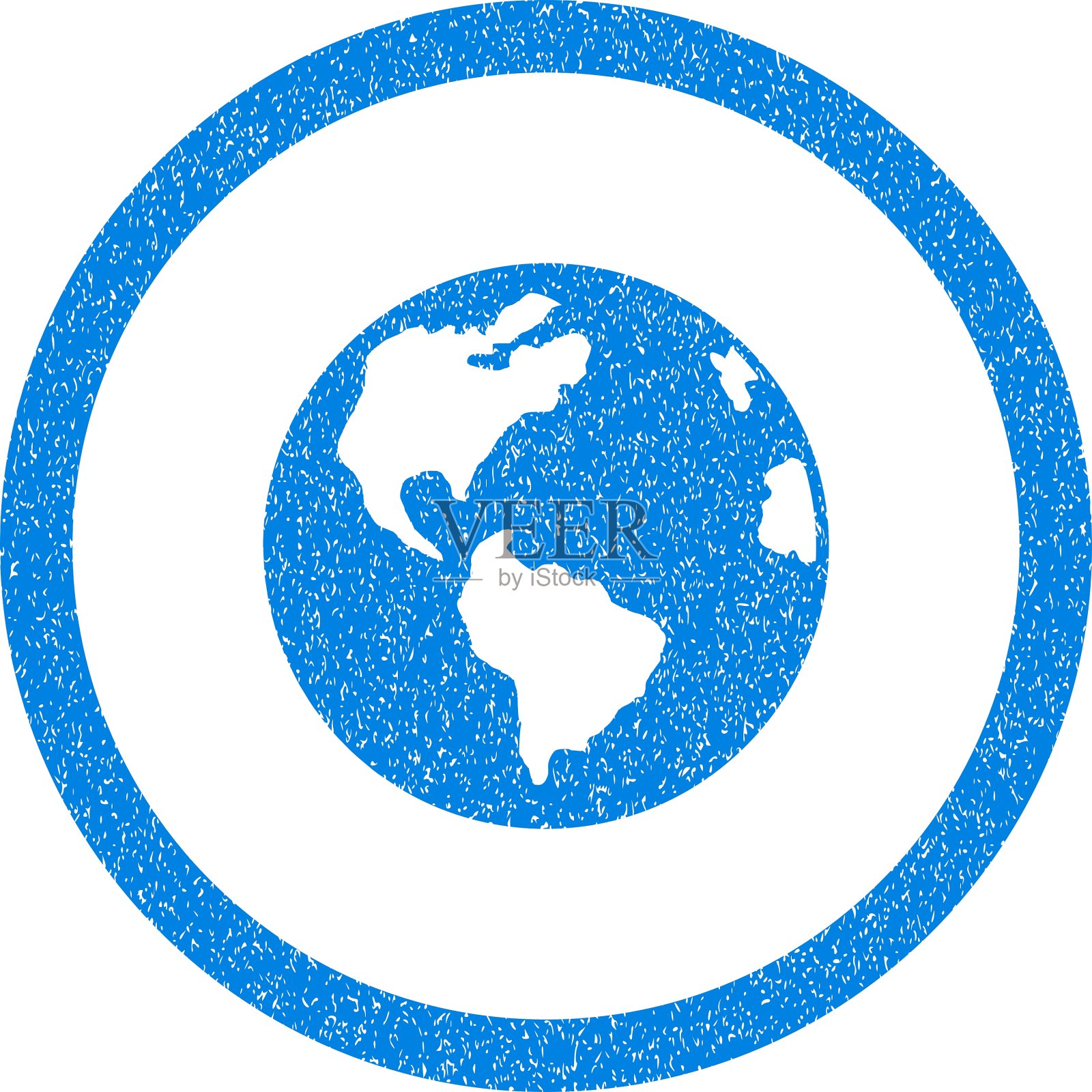 地球圆形图标橡胶图章