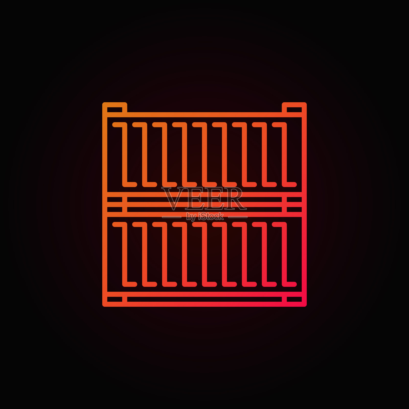 集装箱红色轮廓图标插画图片素材