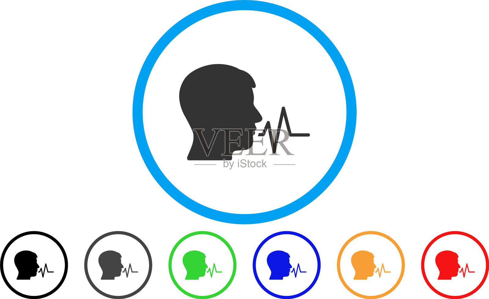 人语音信号圆角图标插画图片素材