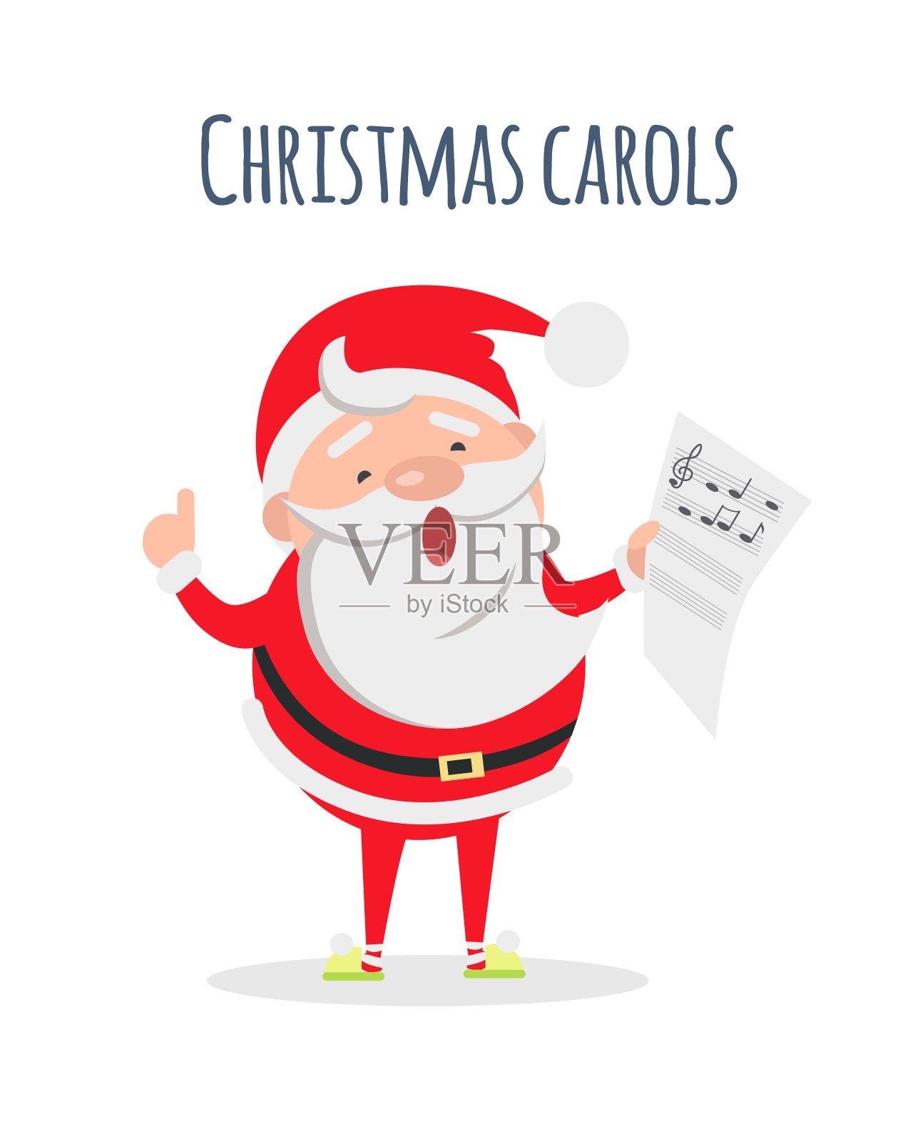 圣诞老人唱圣诞颂歌的歌手演员插画图片素材