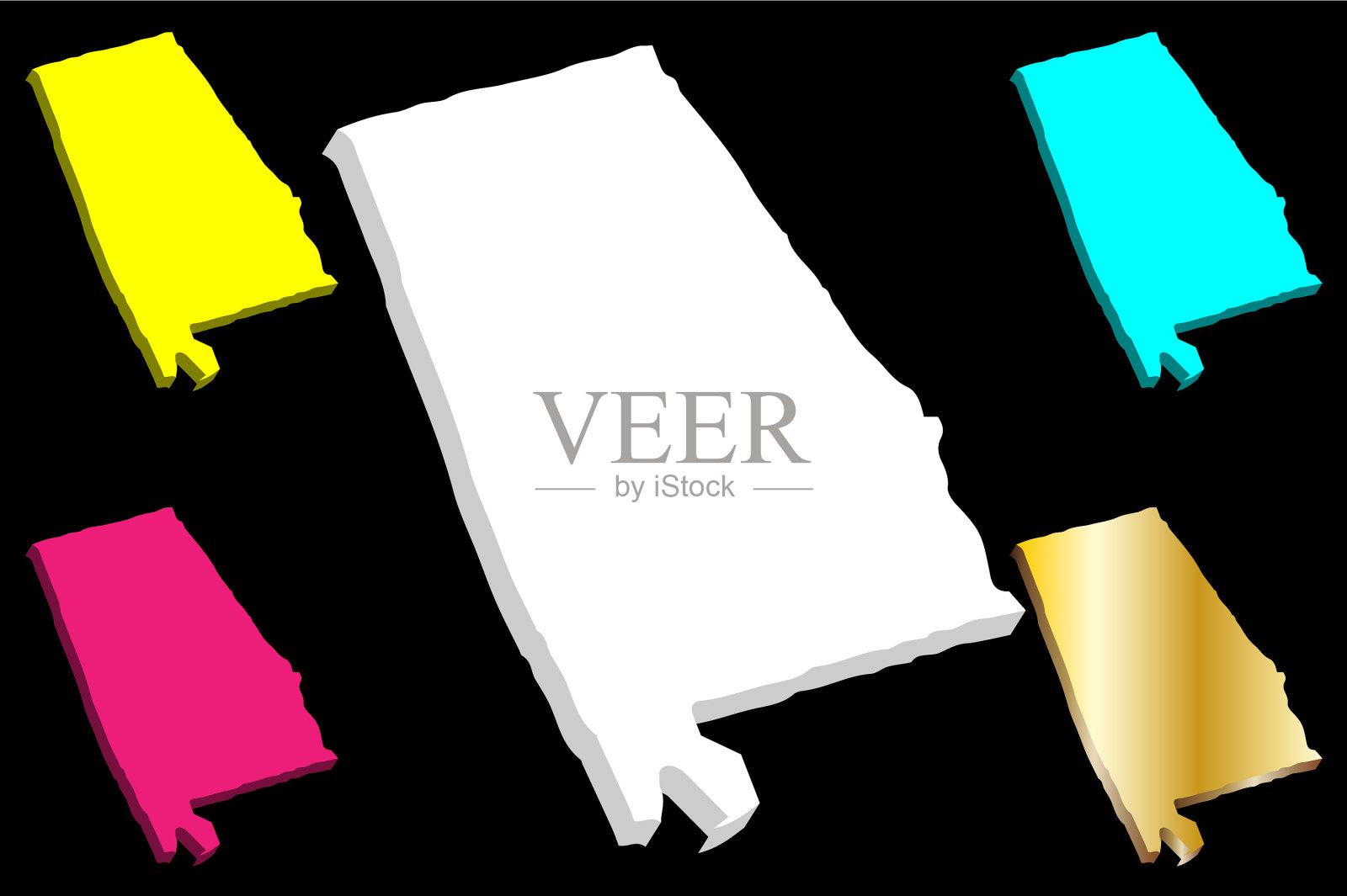 阿拉巴马州三维地图插画图片素材