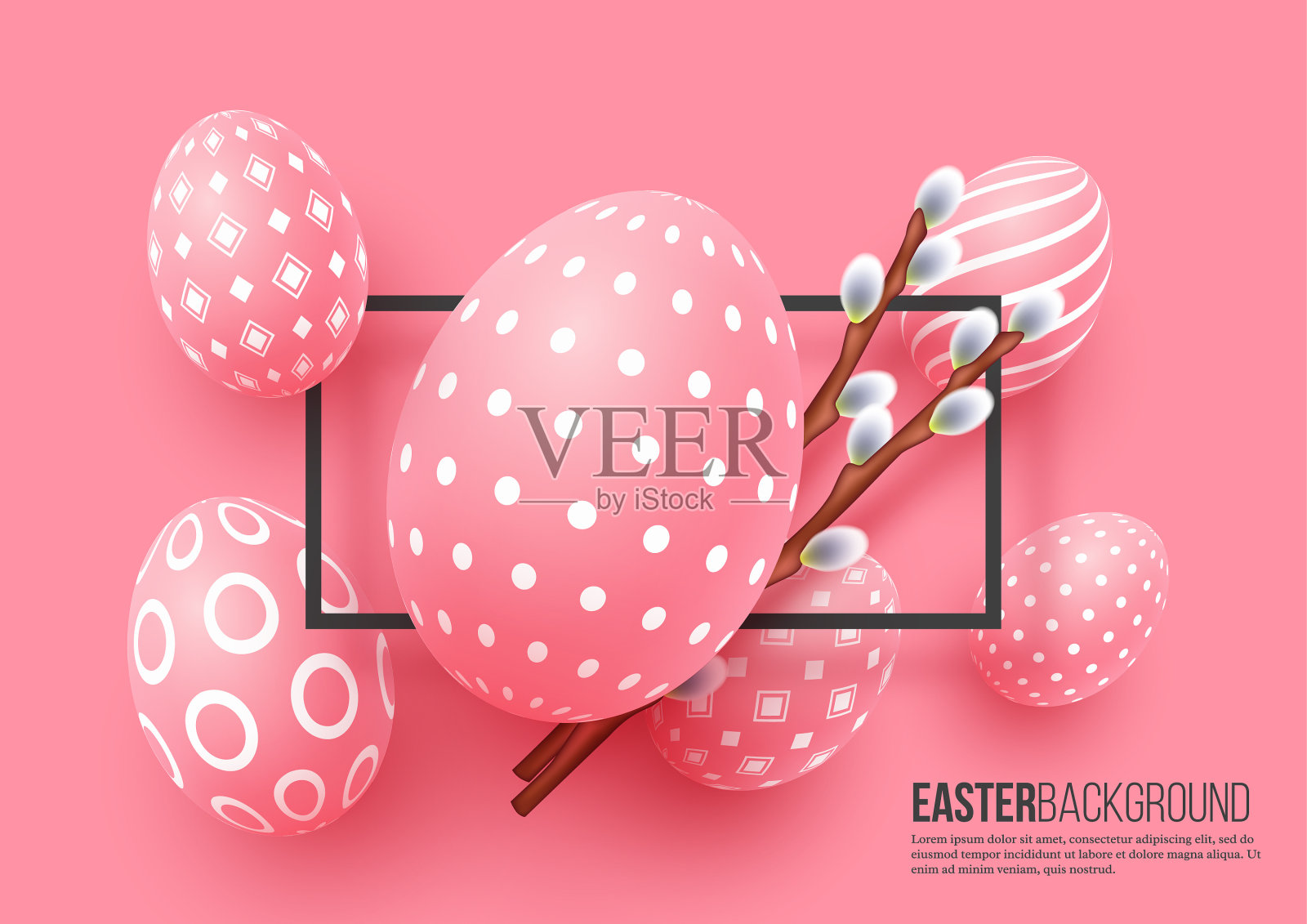 抽象复活节粉色背景插画图片素材