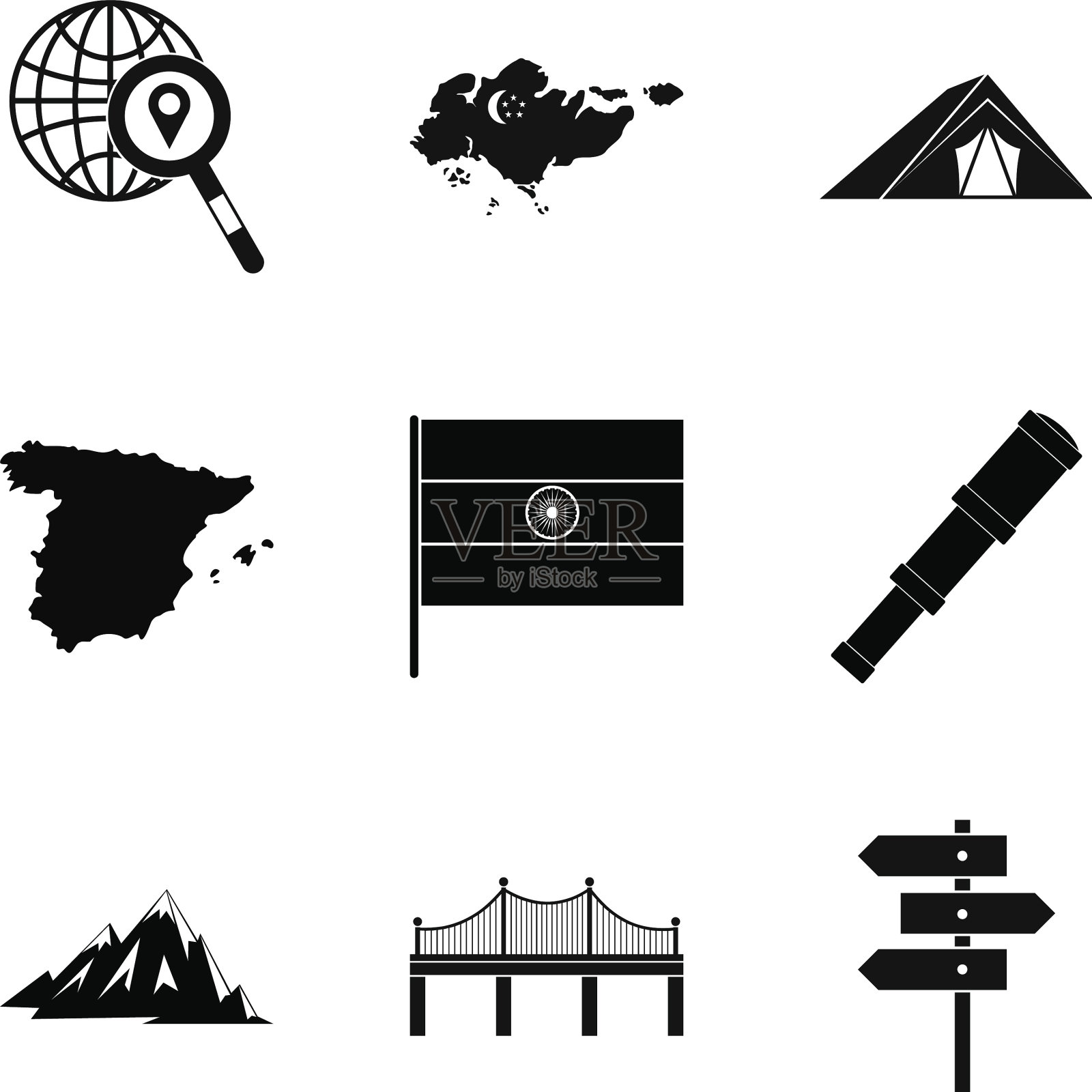 地图上的导航图标设置简单的样式图标素材