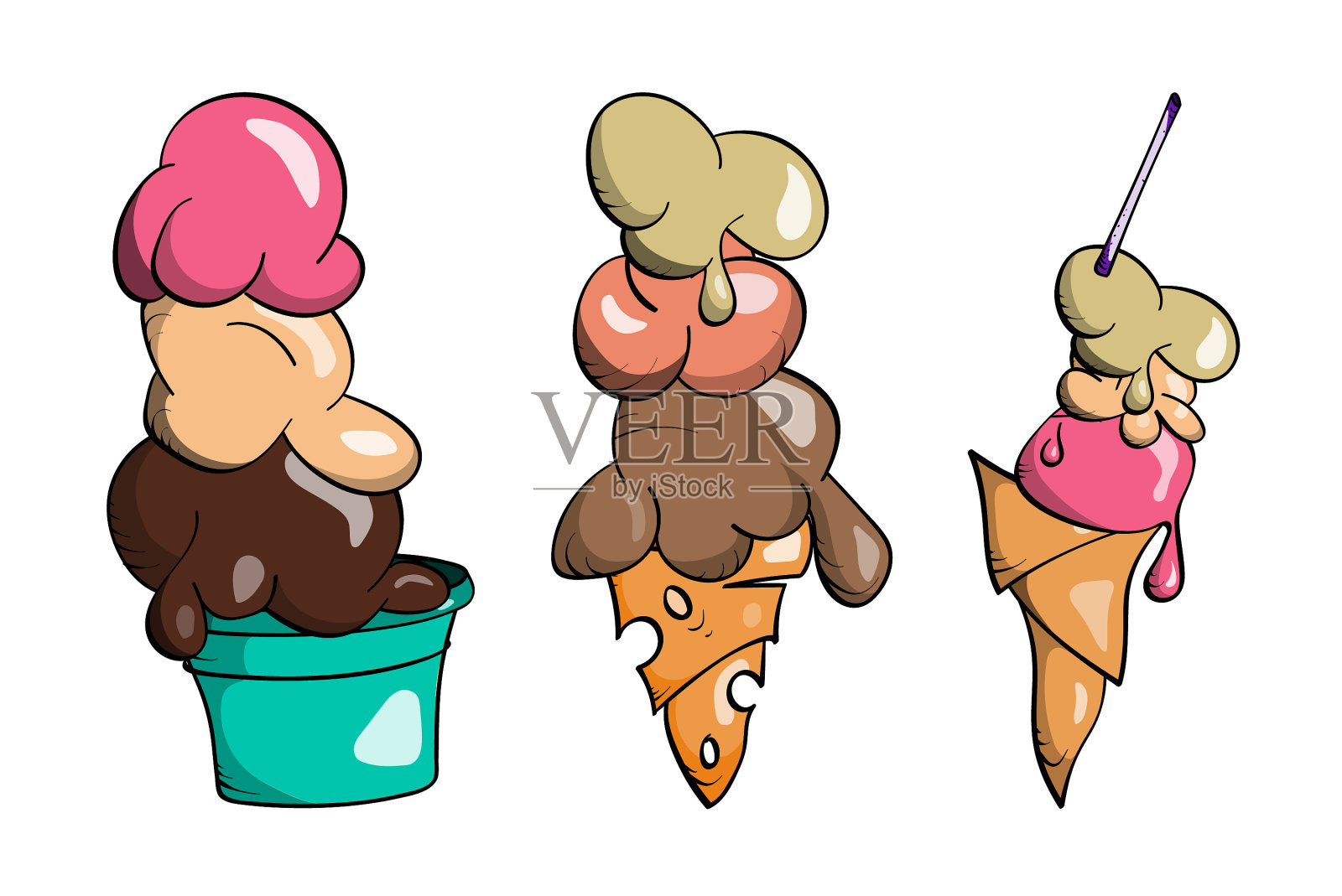 冰淇淋收藏涂鸦插画图片素材