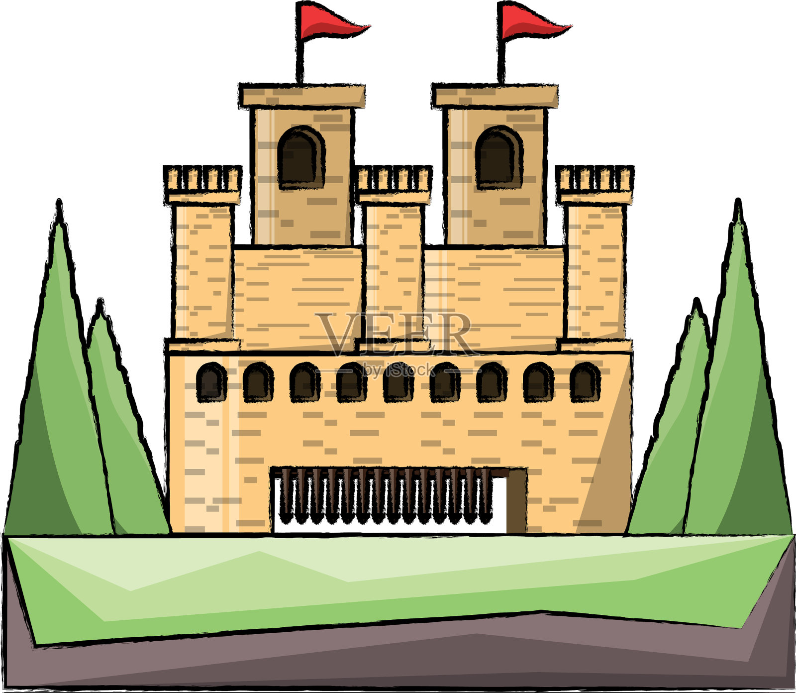 中世纪城堡的设计设计元素图片