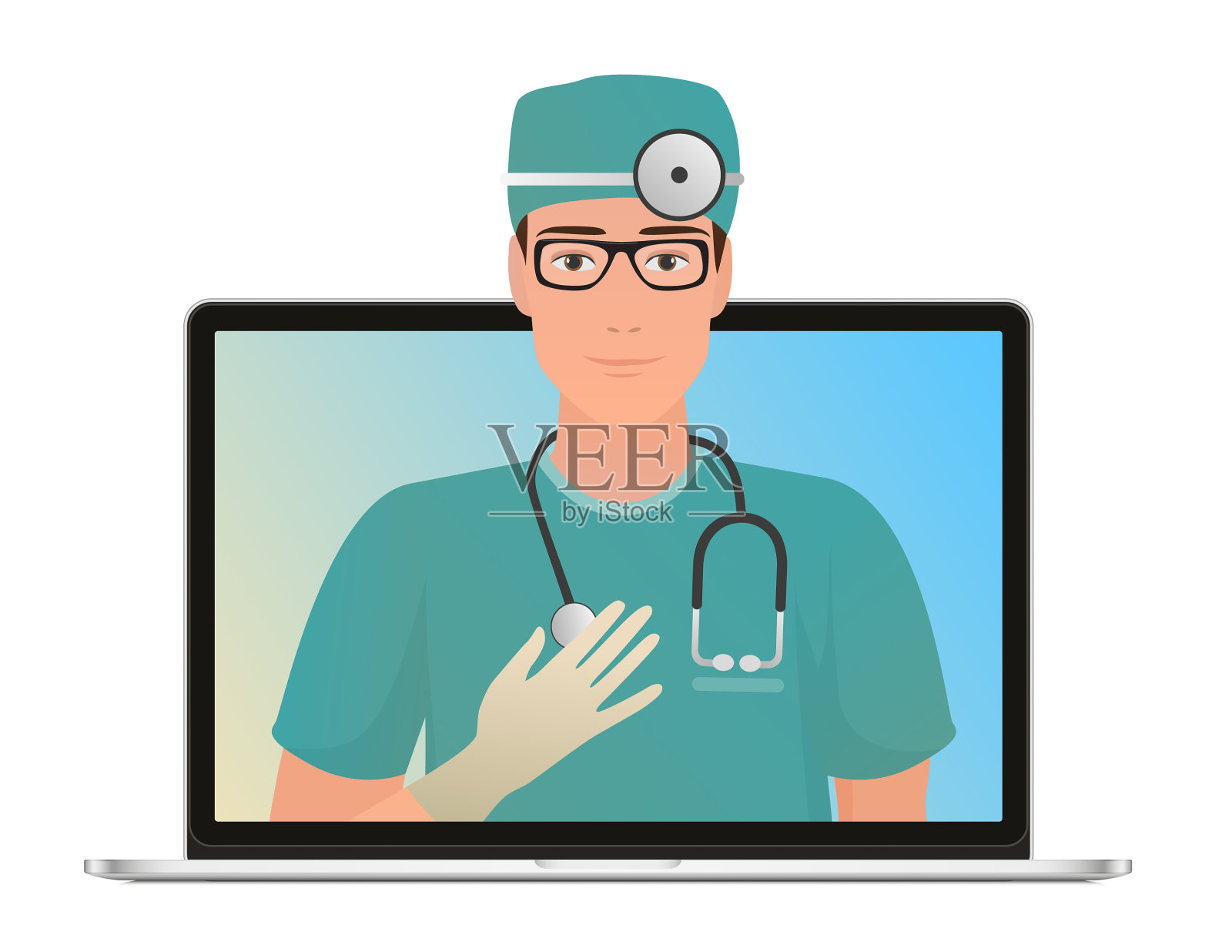 男医生与在线医疗设计元素图片