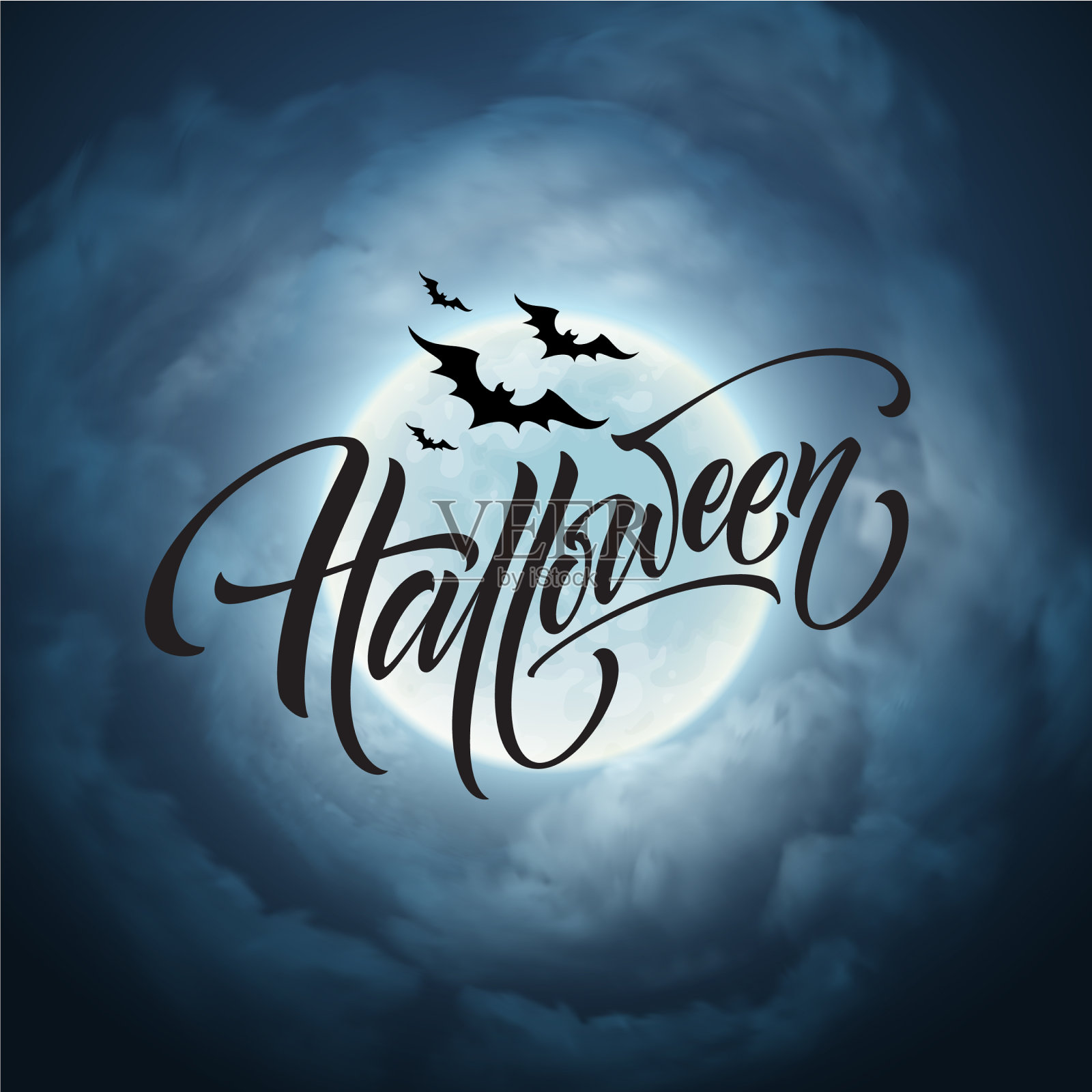 万圣节夜的背景与月亮插画图片素材