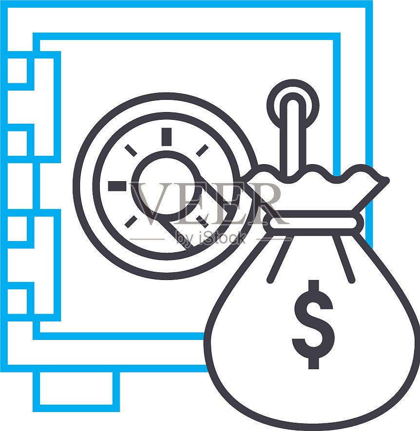 金融再保险细线描图标设计元素图片