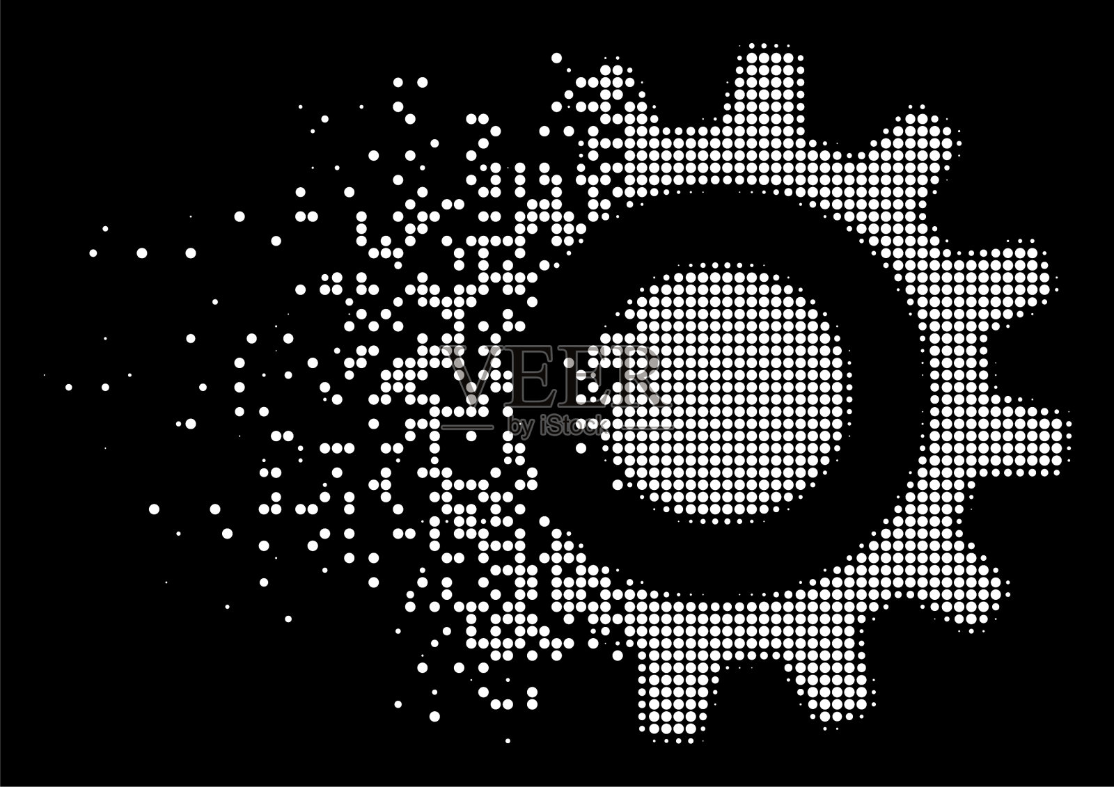 白色损坏网点半色调齿轮图标插画图片素材