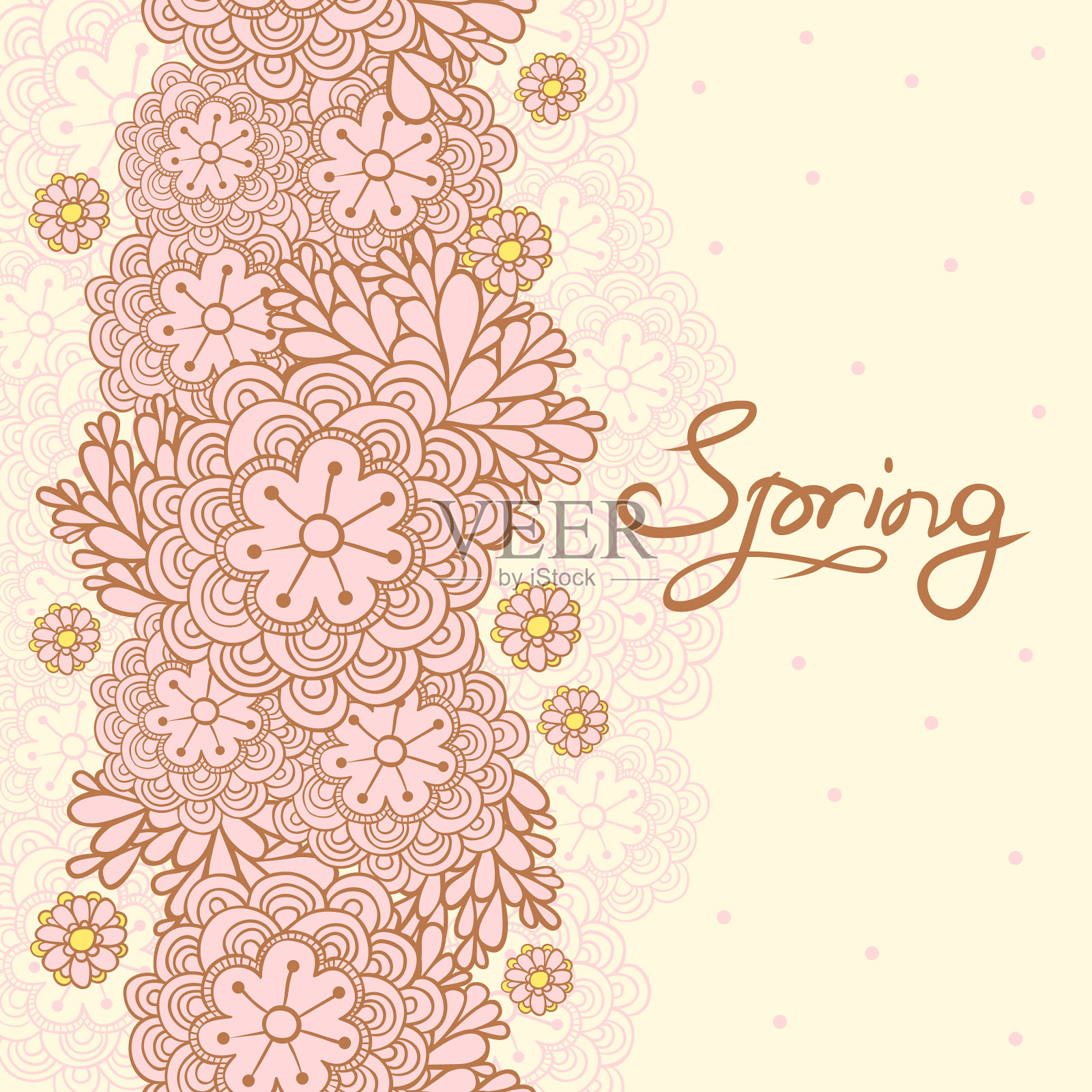 可爱的鲜花浪漫的春天背景卡片插画图片素材