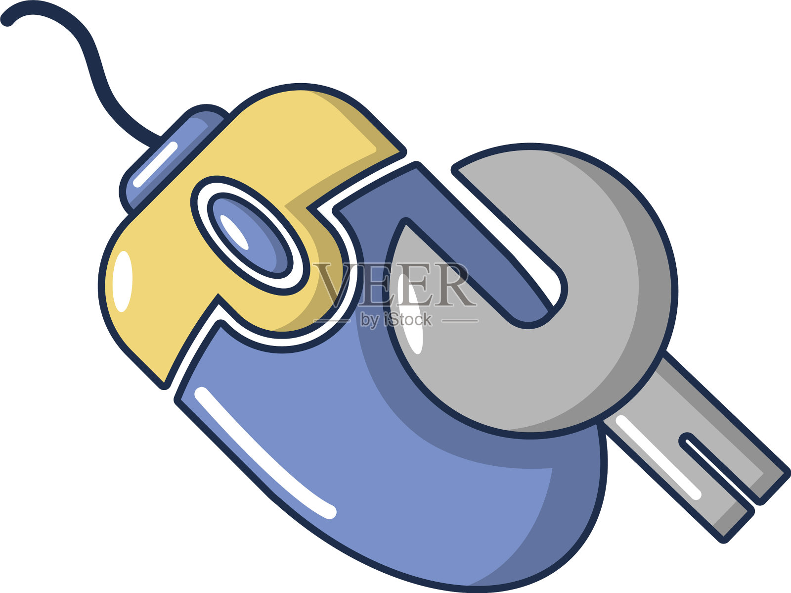 电脑鼠标修复图标卡通风格插画图片素材