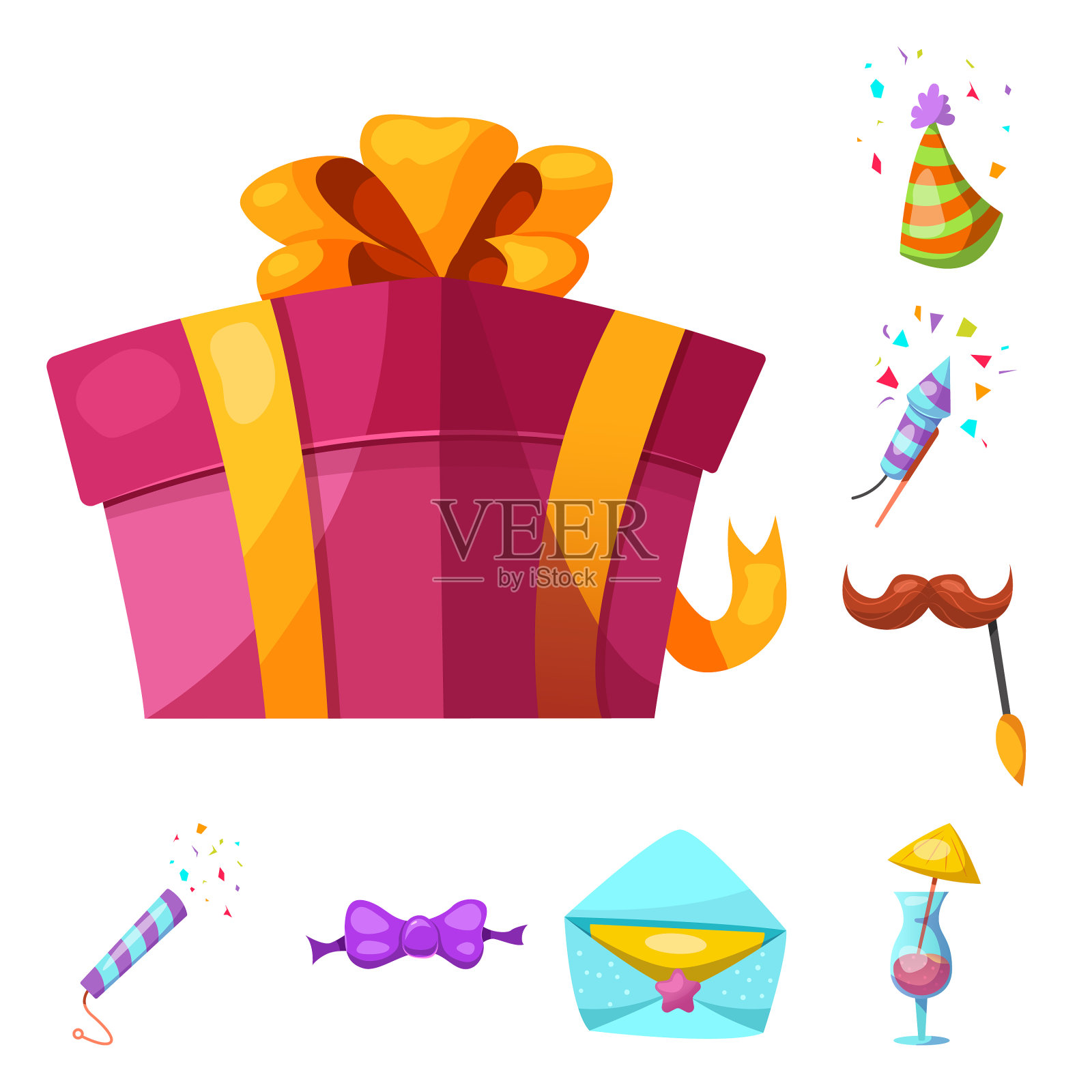 聚会和生日标志的孤立对象插画图片素材